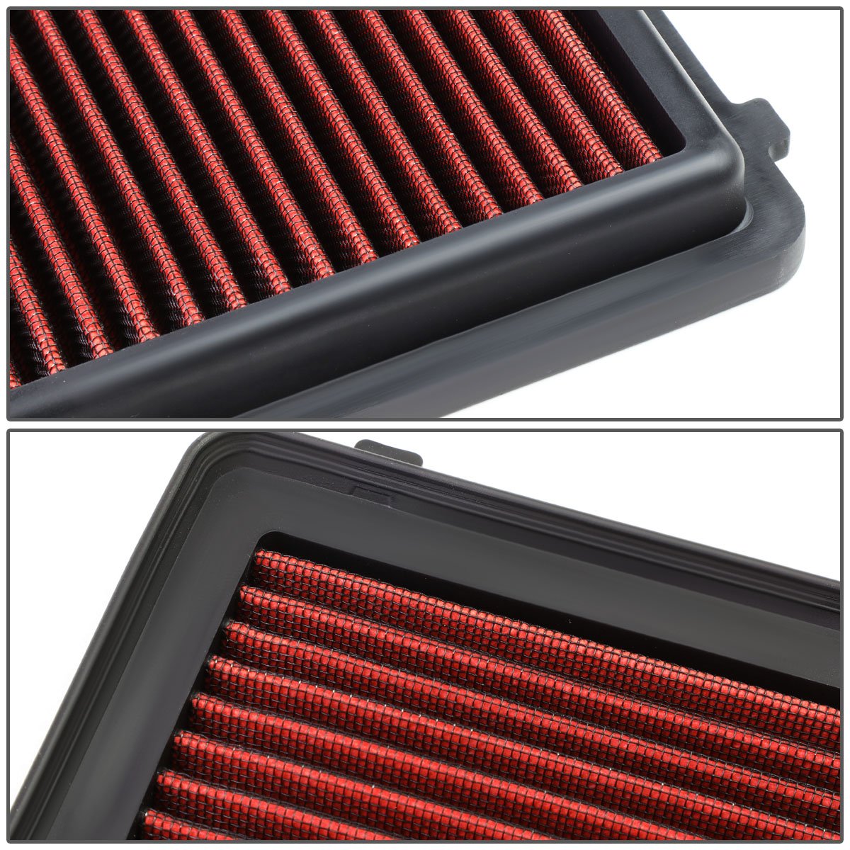 Compatible With Honda Civic 1.8L / Acura Ilx 2.0L Reusable & Washable Replacement High Flow Drop-In Air Filter (Red)
