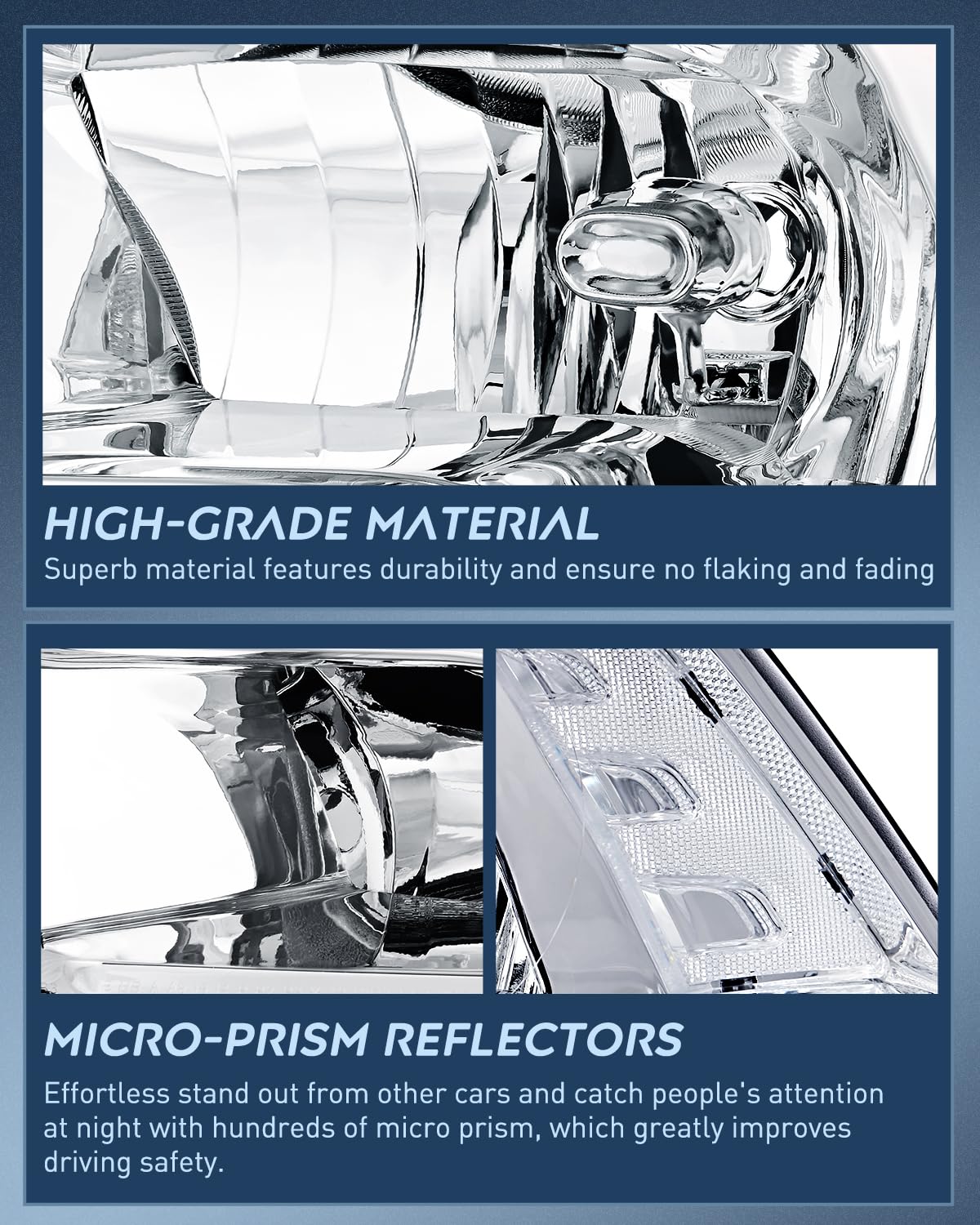 Nilight Headlight Assembly 2009 2010 2011 2012 2013 2014 2015 2016 2017 2018 Ram 1500 2500 3500 Pickup Quad Headlamp Assembly Re