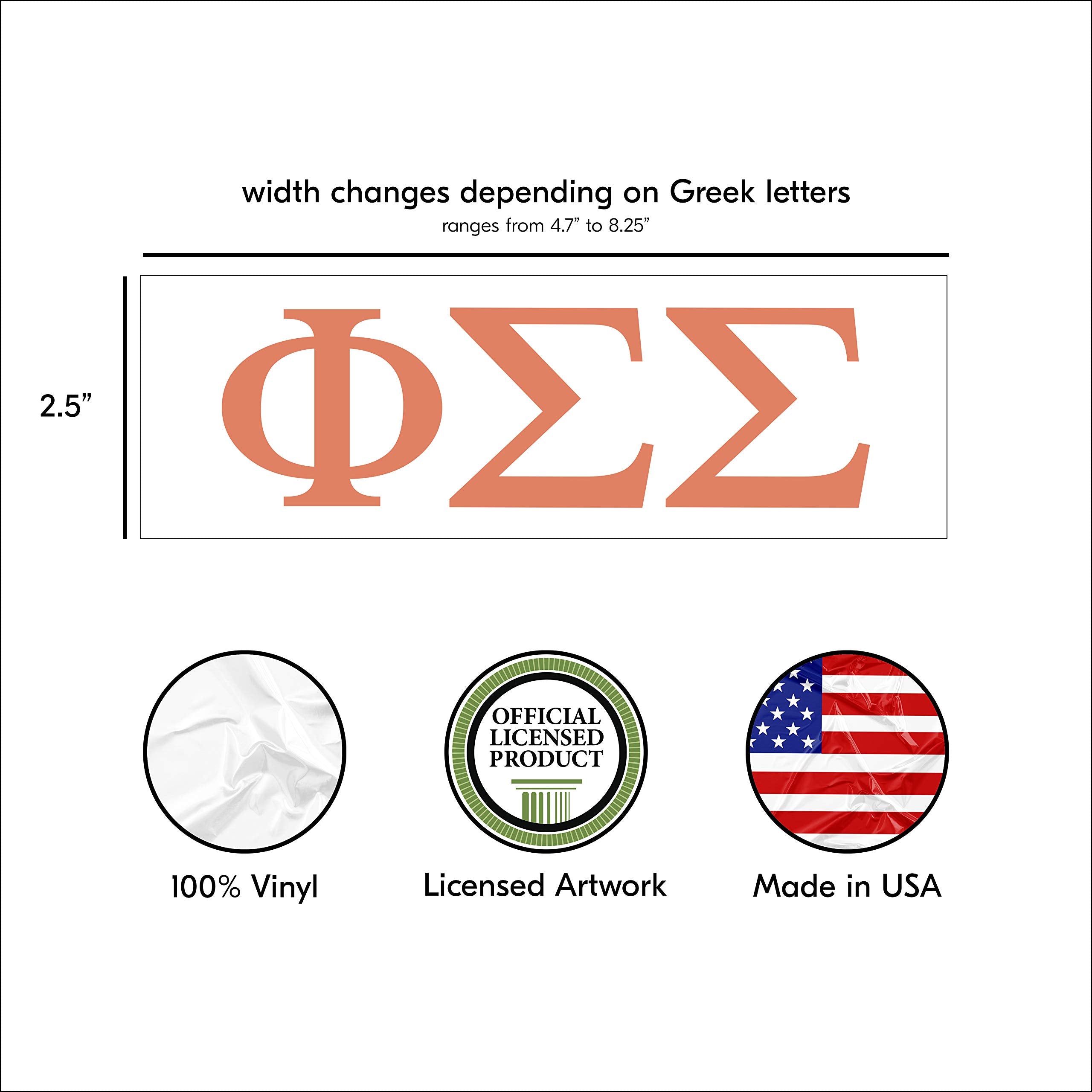 Pro-Graphx Phi Sigma Sigma Greek Sorority Sticker Decal, 2.5 Inches Tall, Coral