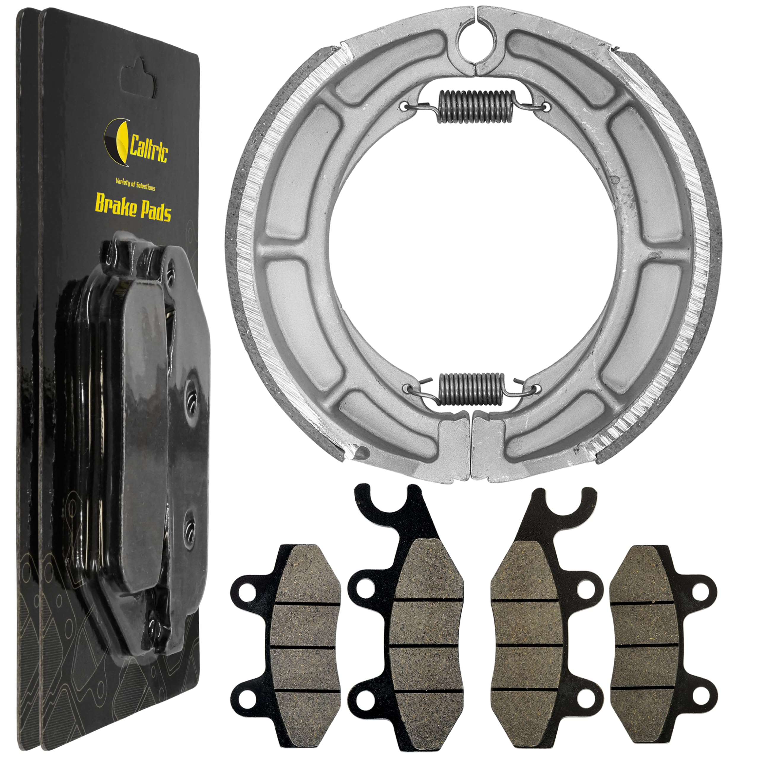 Caltric Front Brake Pads & Rear Brake Shoes Compatible with Suzuki Ltf500F Quadrunner 500 1998-2002 New