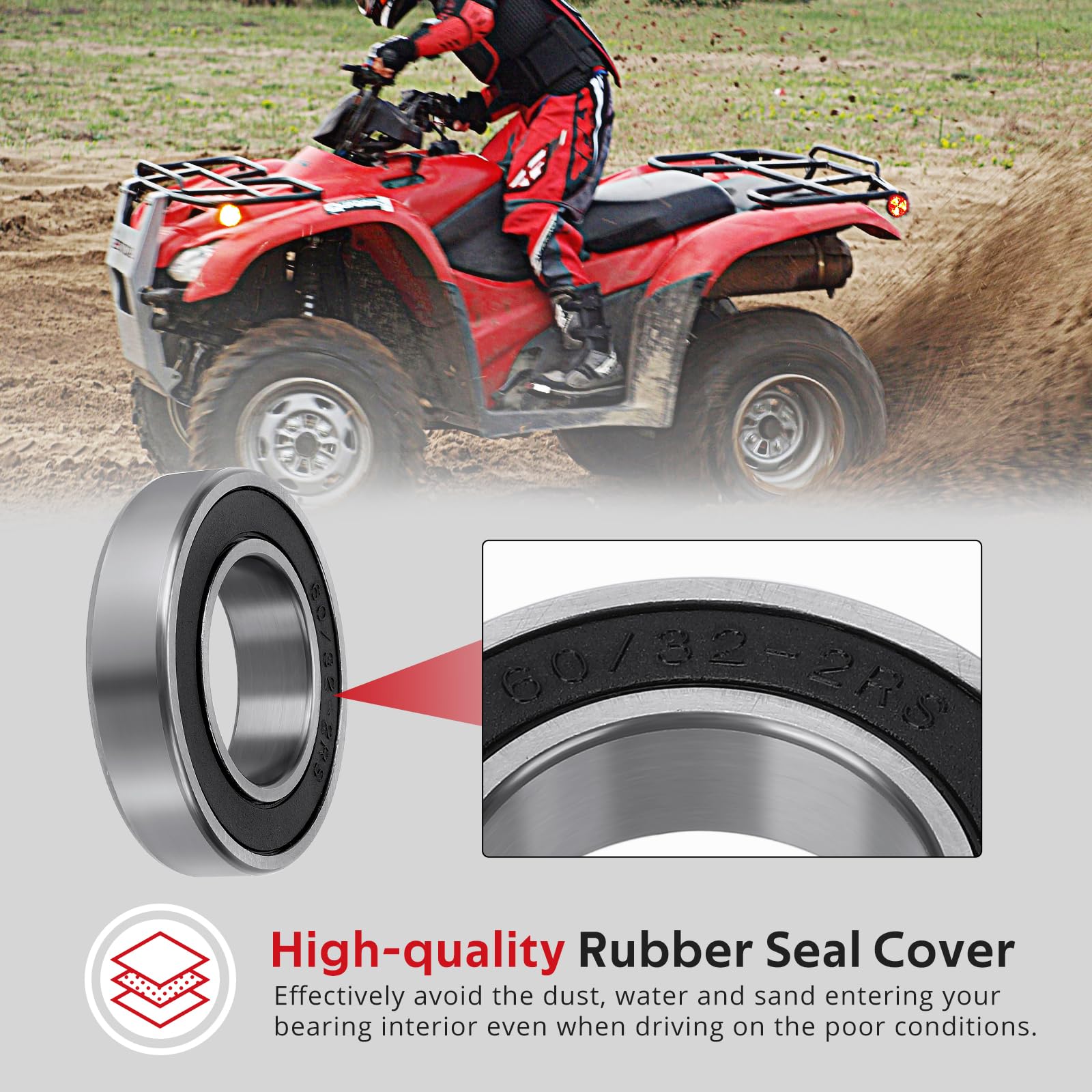 Left Rear Axle Wheel Bearing & Seal For Honda Rancher Foreman Rubicon 350 400 450 500 520, Oem# 91055-Hn5-681 91255-Ha0-681 91320-Hm7-702