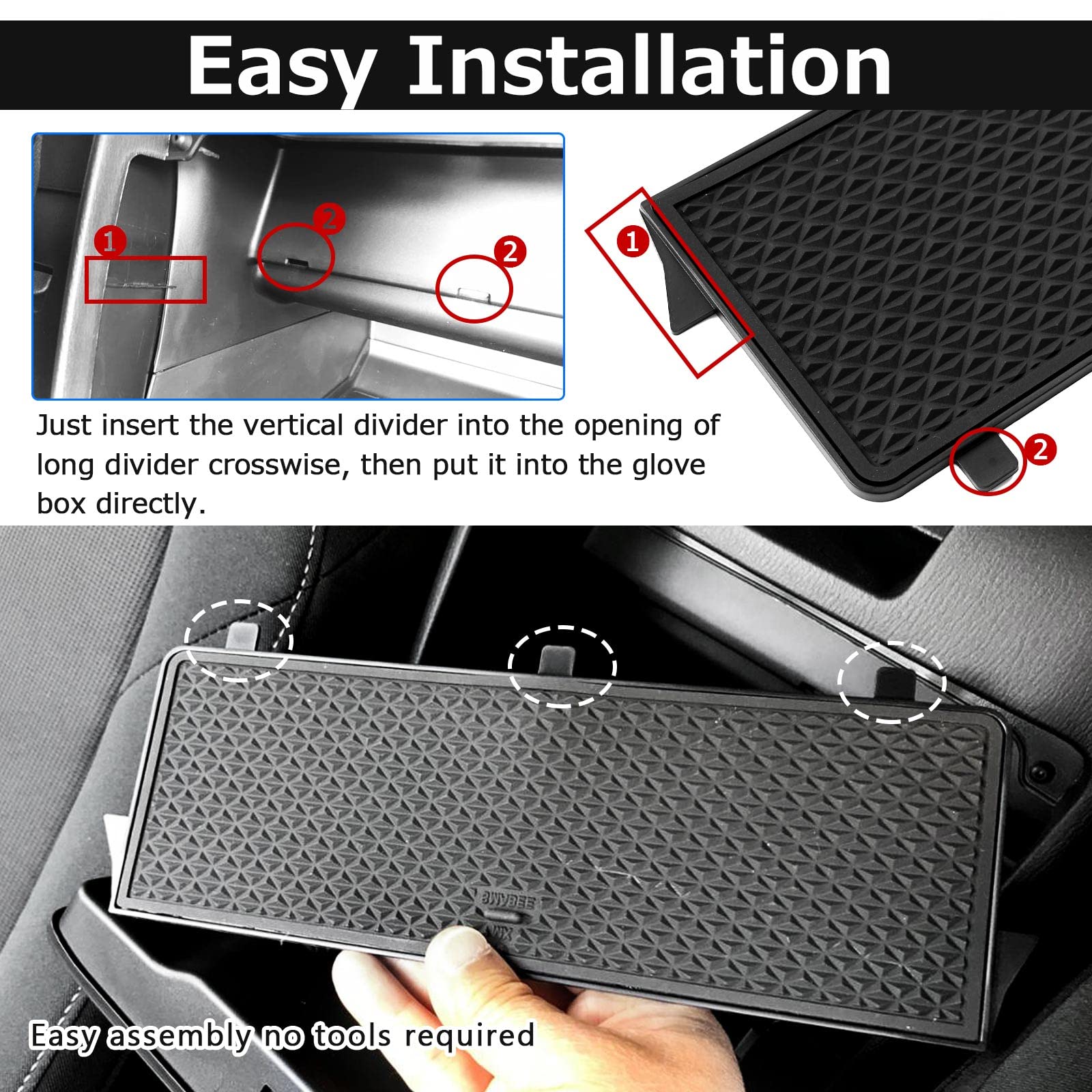 Autorder Center Console Organizer for 2016-2024 Mazda MX-5 RF Miata, Black ABS Glove Box Insert Tray, Model Autorder1026