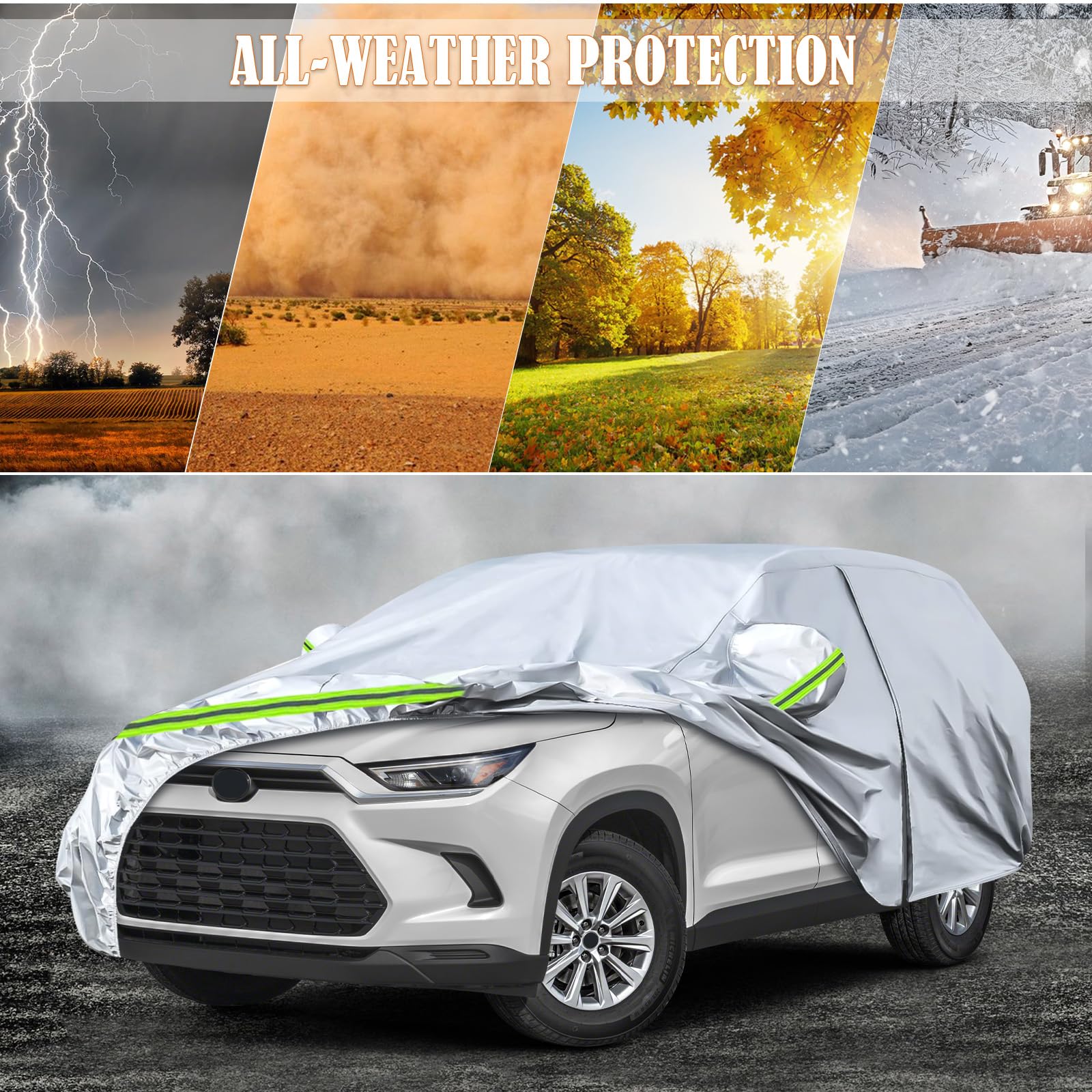 Waterproof Car Covers Replace For 2024 2025 Toyota Grand Highlander And Lexus Tx350 500H, 6 Layers Silver All Weather Car Cover