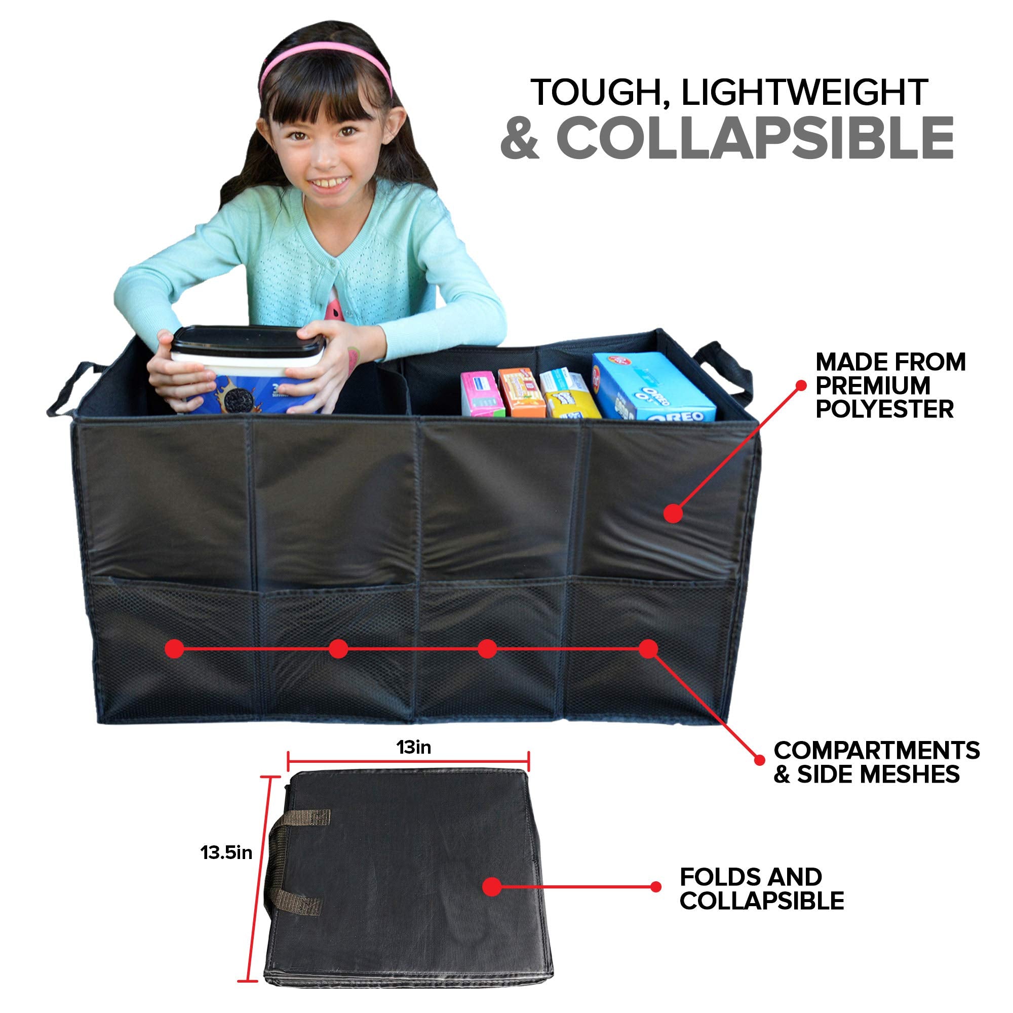 Trunk Organizer Suv Car Storage Sedan Grocery Collapsible Multi Compartment Accessories Easyview