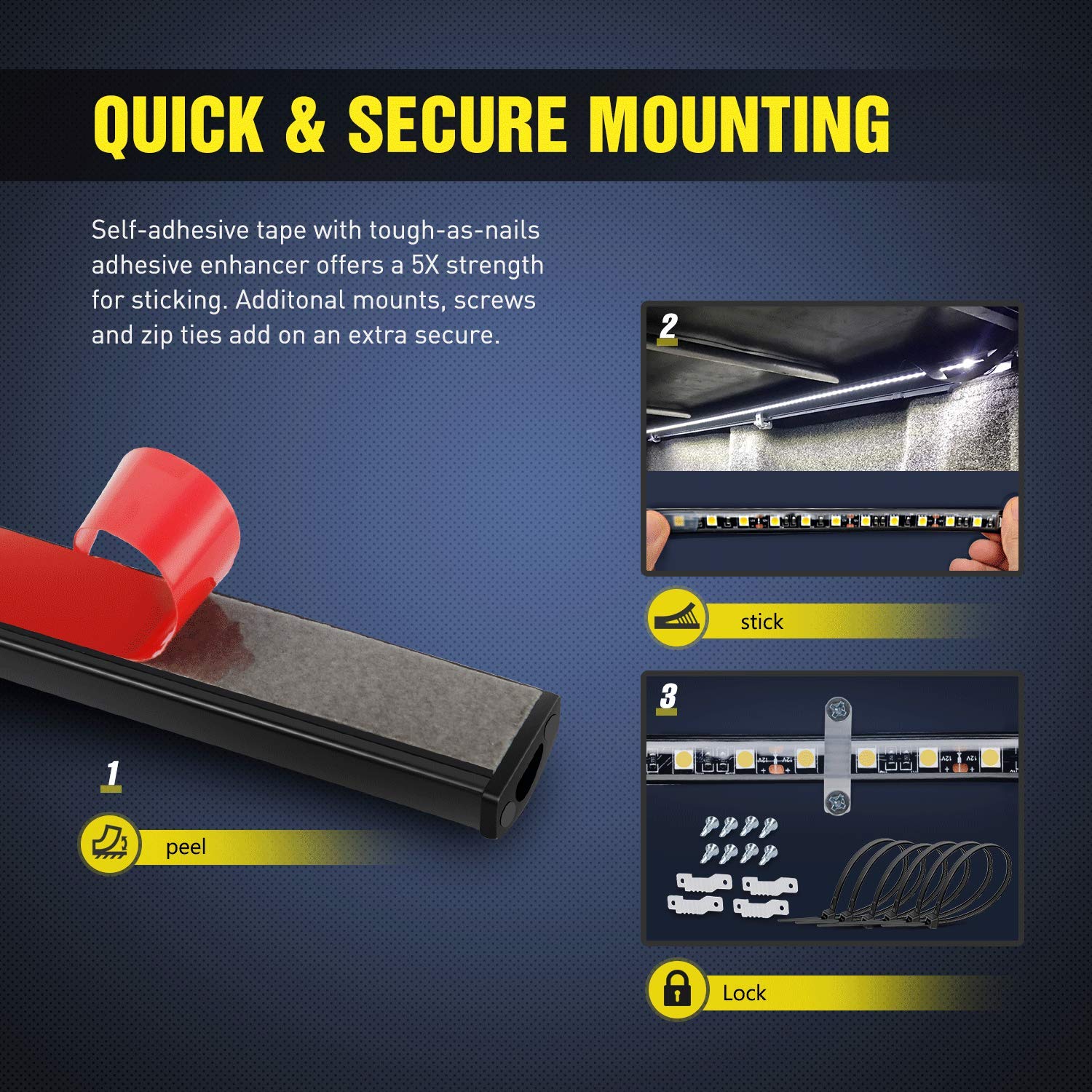 Nilight - Tr-05 2Pcs 60 Inch 180 Leds Bed Strip Kit With Waterproof On/Off Switch Blade Fuse 2-Way Splitter Extension Cable For