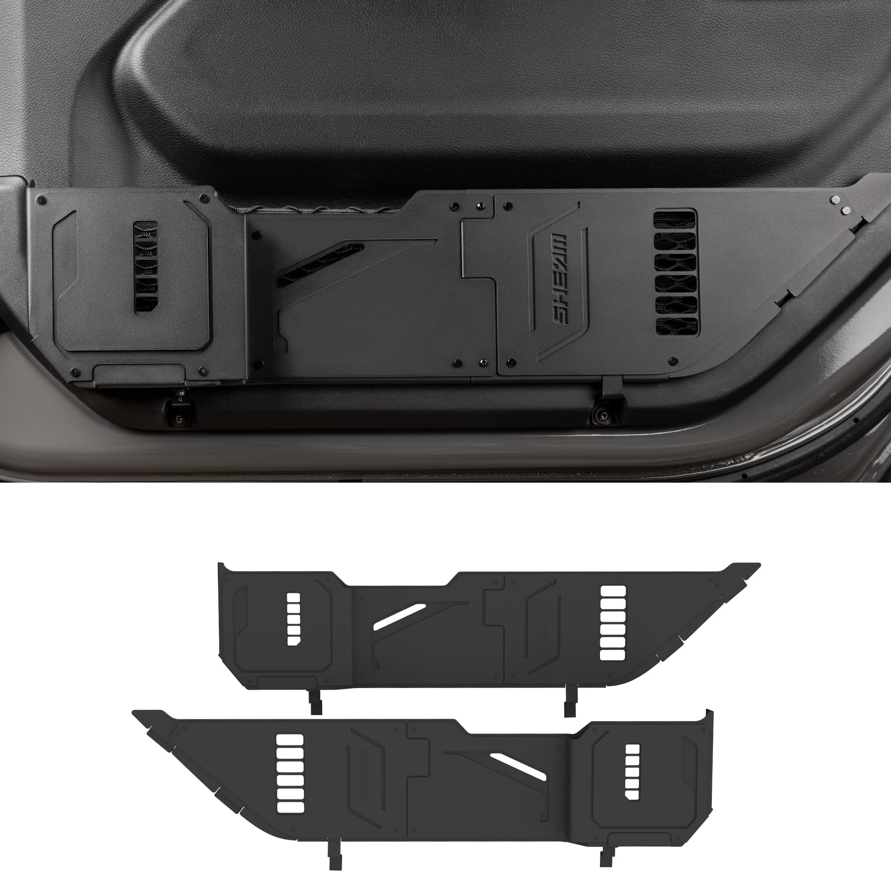SHEAM Metal Front Door Pocket Storage Box Compatible with 2018-2025 Jeep Wrangler JL 2/4 Door 4XE Gladiator JT, Car Side Insert 