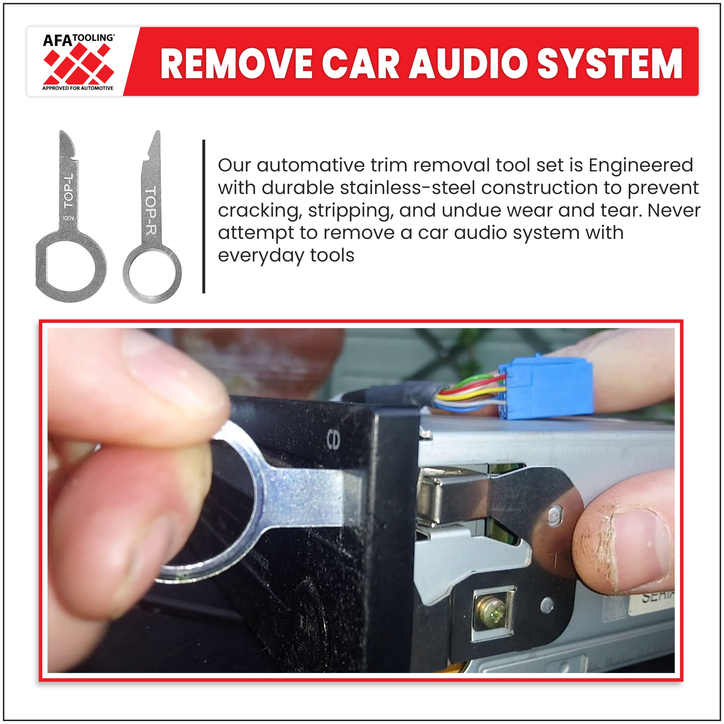 Afa Tooling - Radio Removal Tool (8 Pcs) - Works For 1C0-051-530 And T87P-19061-A, Ford, Audi. Vw, Mercedes, And More - Car Stereo Din - 8 Specialty Keys For Radio Removal