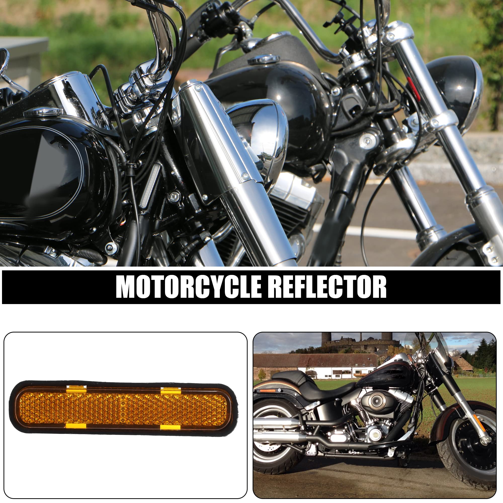 X Autohaux 2 Pcs M5X0.8 Orange Plastic Universal Rectangular Screw Mount Reflective Warning Reflector For Motorcycle Bike