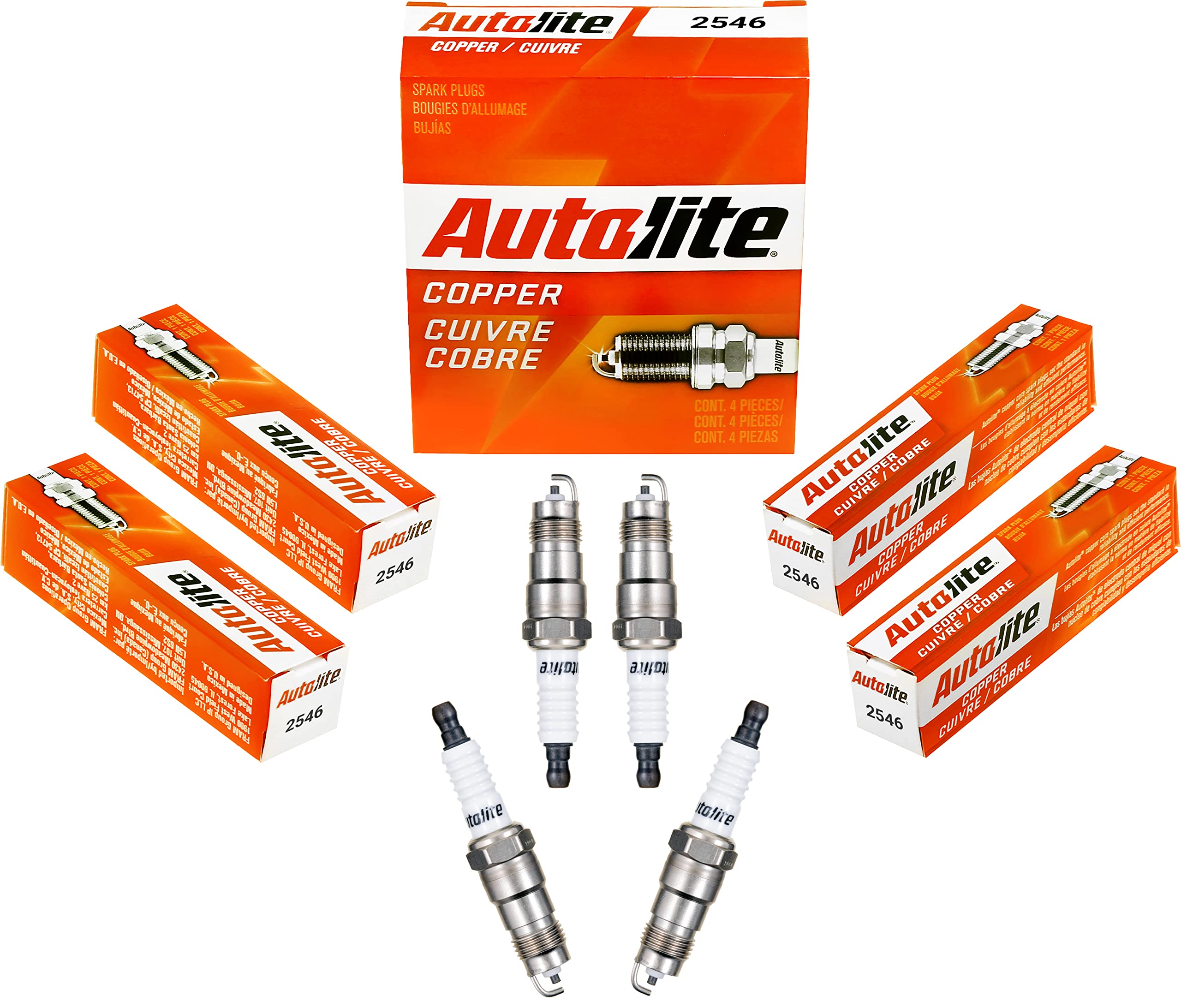 Autolite 2546 Copper Resistor Automotive Replacement Spark Plugs (4 Pack)