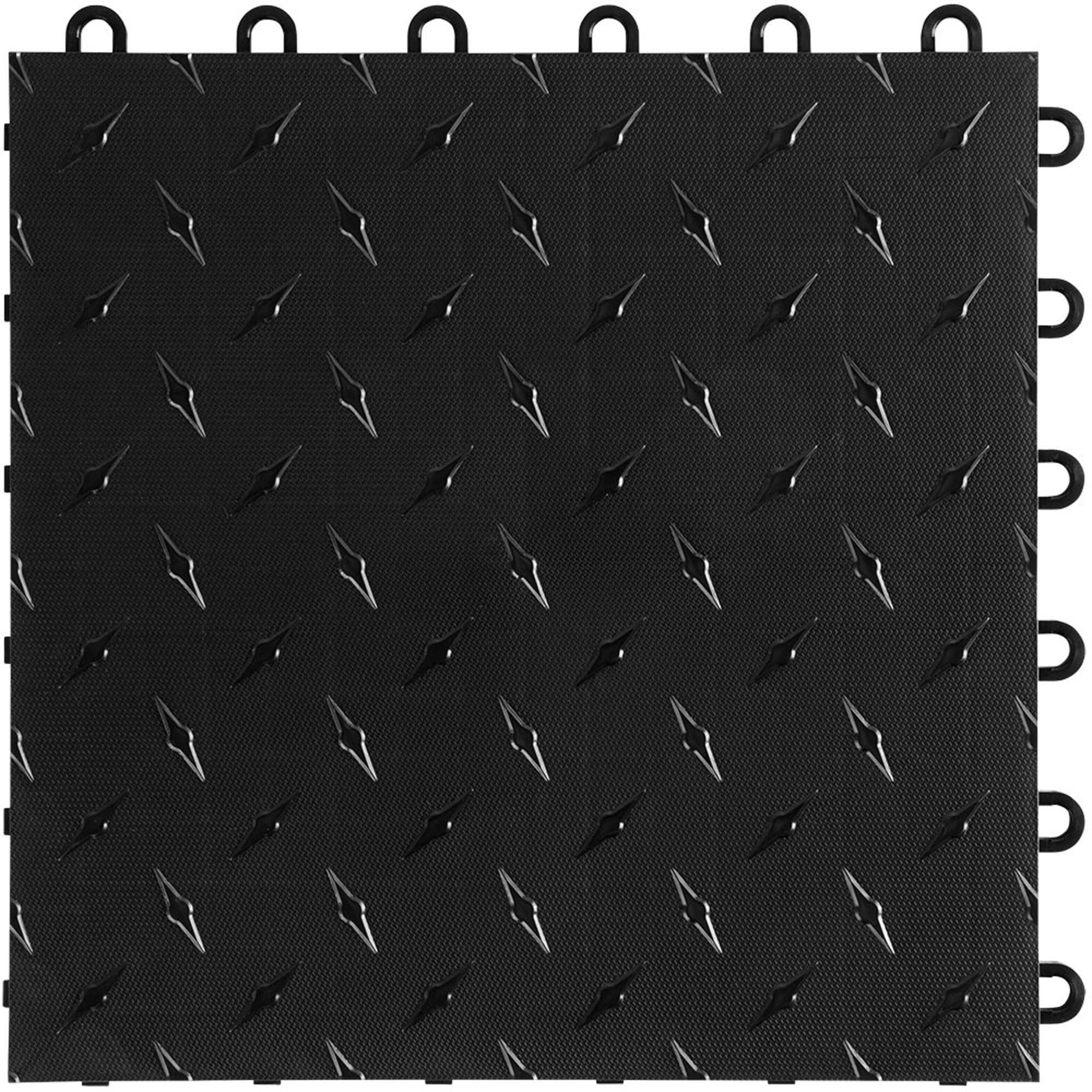 Speedway Diamond Interlocking Garage Floor Tiles 12 x 12 x 0.5 in, Black, 10 Piece Set