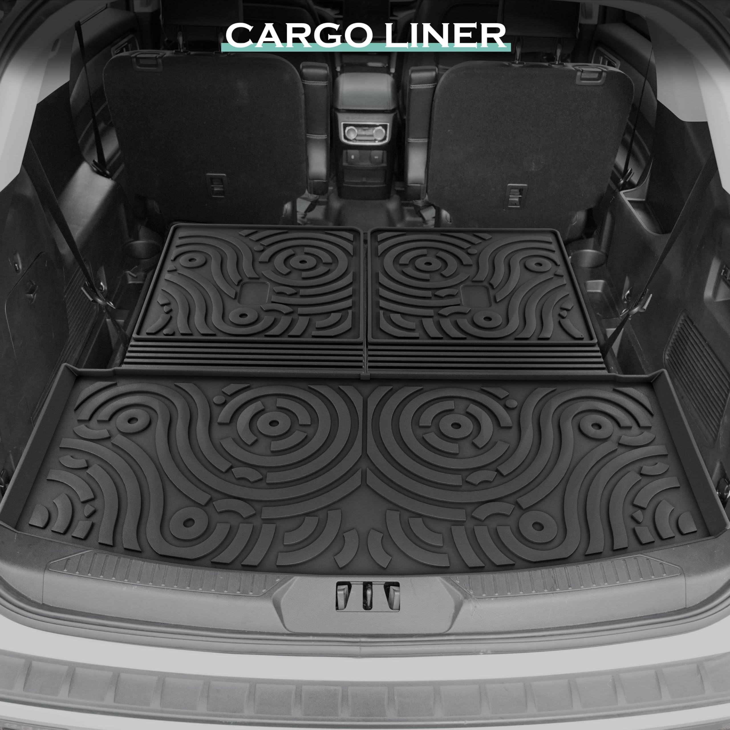 Karpal Floor Mats Cargo Mats Fit For 2020-2024 Ford Explorer (Only For 7 Seaters), Custom Fit Front & 2Nd & 3Rd Row Liners & Car