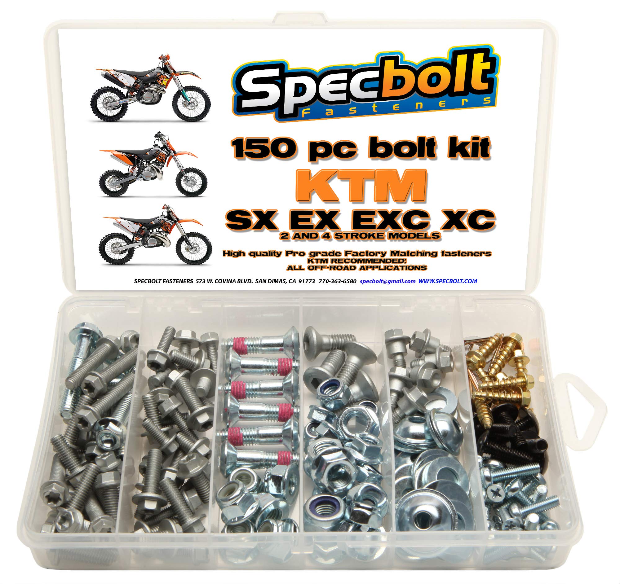 150Pc Specbolt Ktm Sx Ex Exc 2 Or 4 Strokes Bolt Kit Maintenance Mx Dirtbike Oem Spec Fastener 2 Strokes: 50 60 65 85 105 125 25
