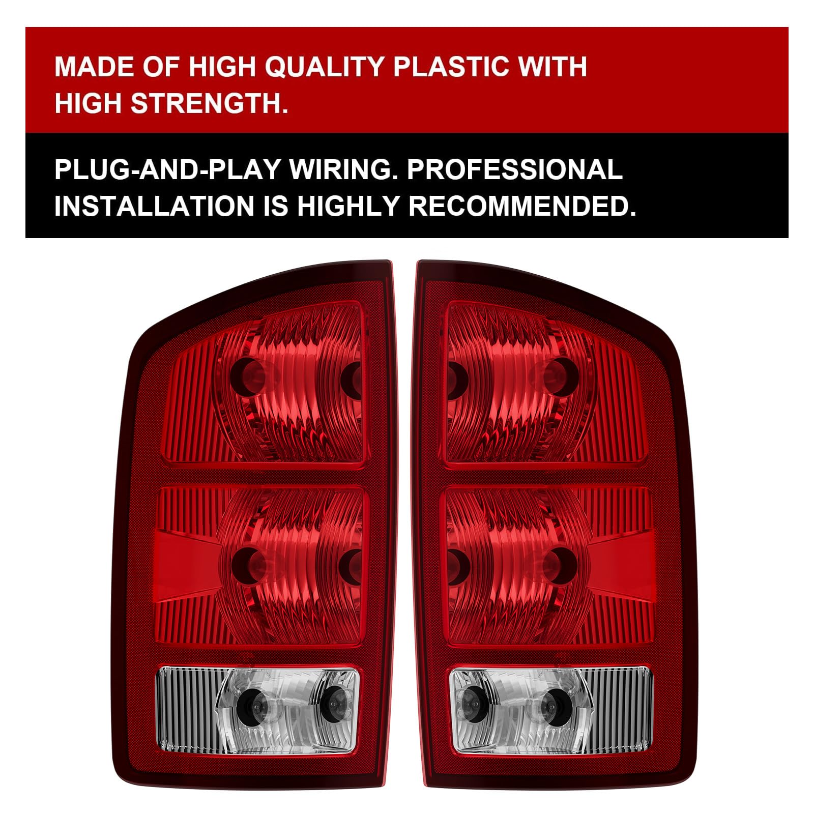 Ecotric Tail Light Compatible With 2002-2006 Dodge Ram 1500 / Compatible With 2003-2006 Ram 2500 3500 Taillight Turn Signal Ligh