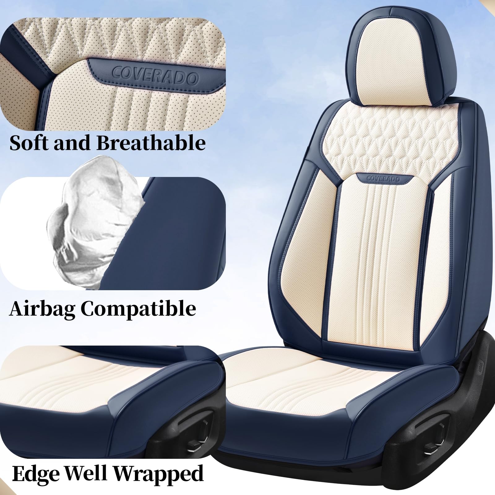 Coverado Front Seat Covers, Car Seat Covers Front Seats, Leather Seat Cover For Cars, Waterproof Seat Covers, Car Seat Protector