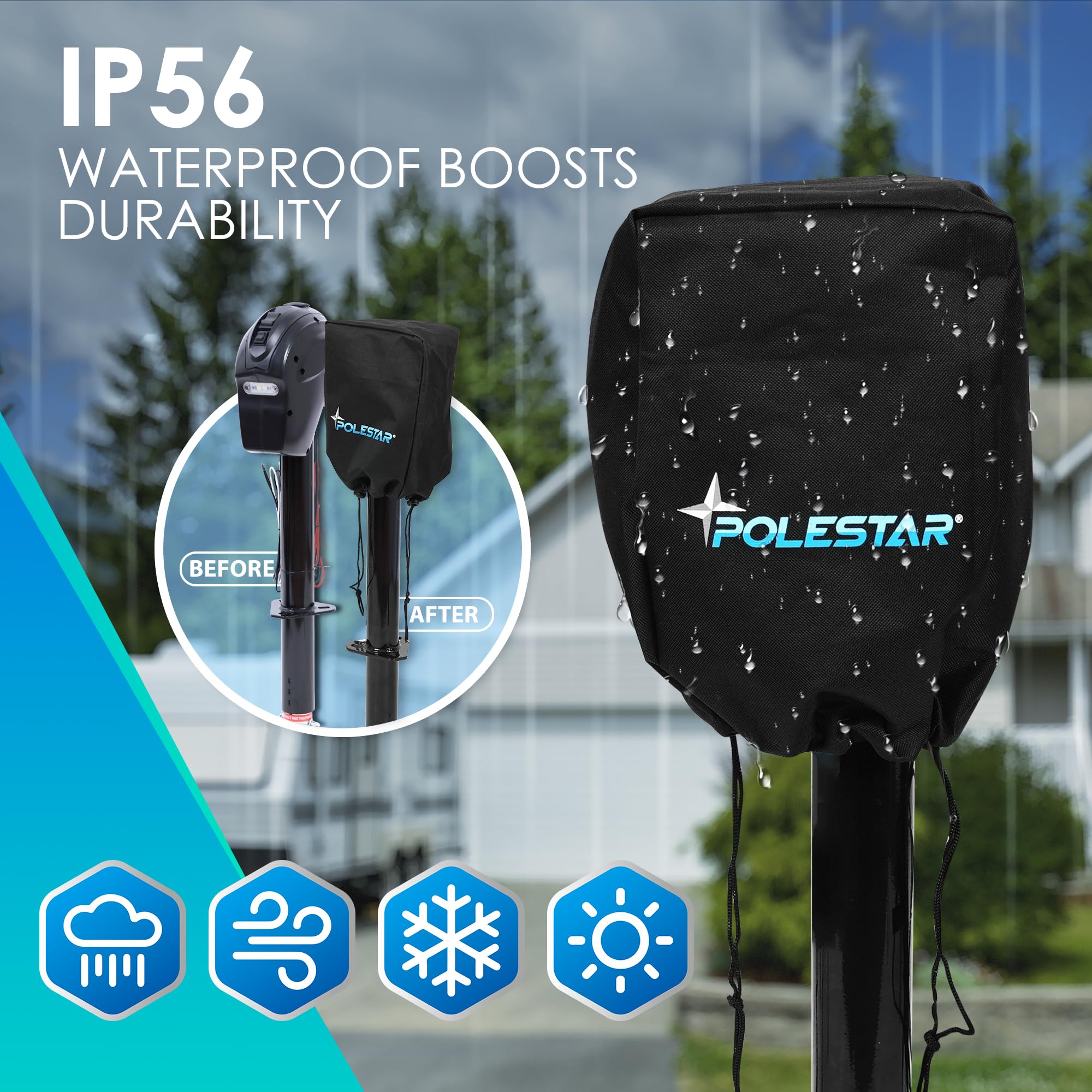 Polestar Electric Trailer Jack With Backlit Control Touch Panel, 5000Lbs Electric Power A-Frame Tongue Jack With Waterproof Cove