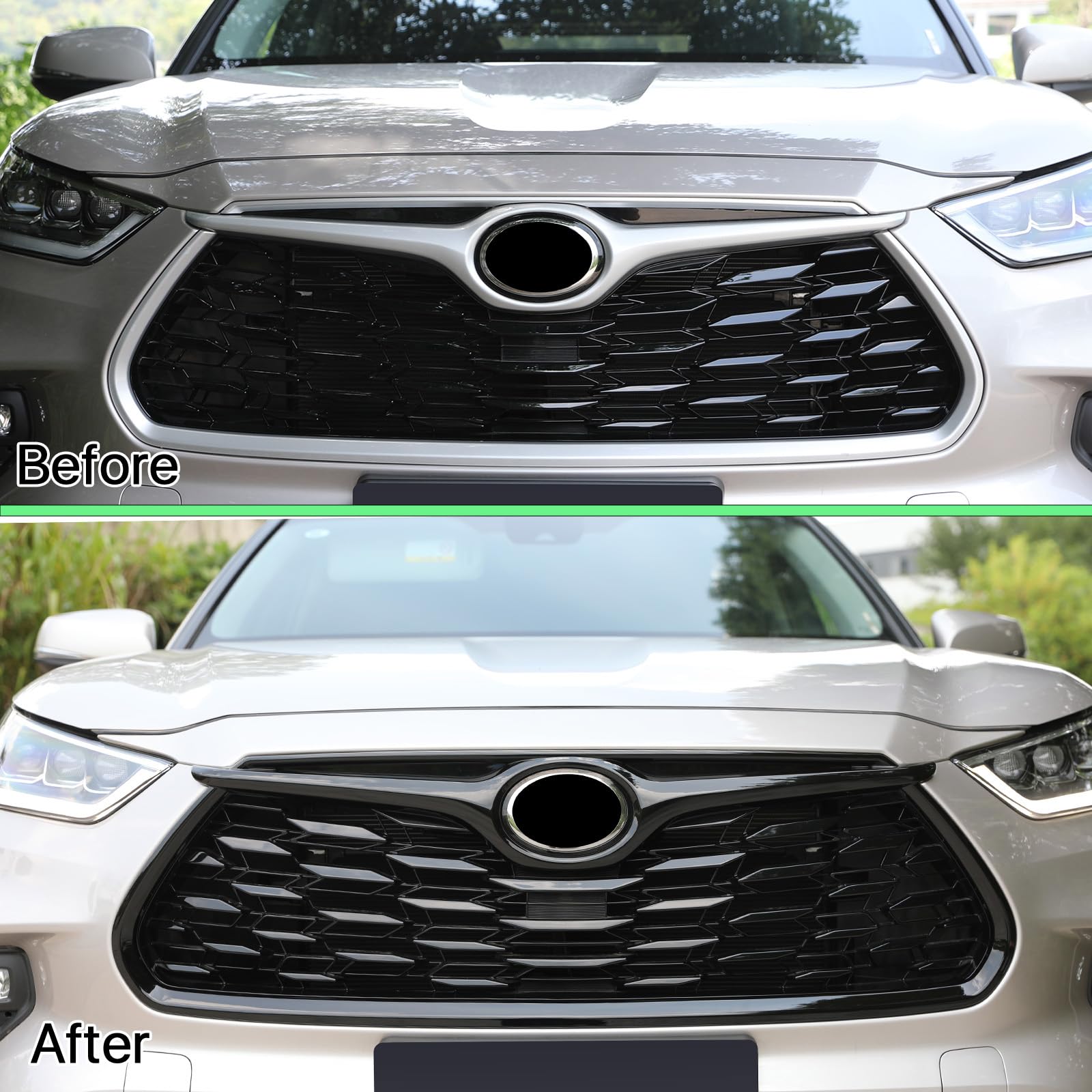 for Toyota Highlander Grille Mesh Cover Trims, Sporty Updated Luxury Front Grille Frame for Highlander 2025 2024 2023 2022 2021