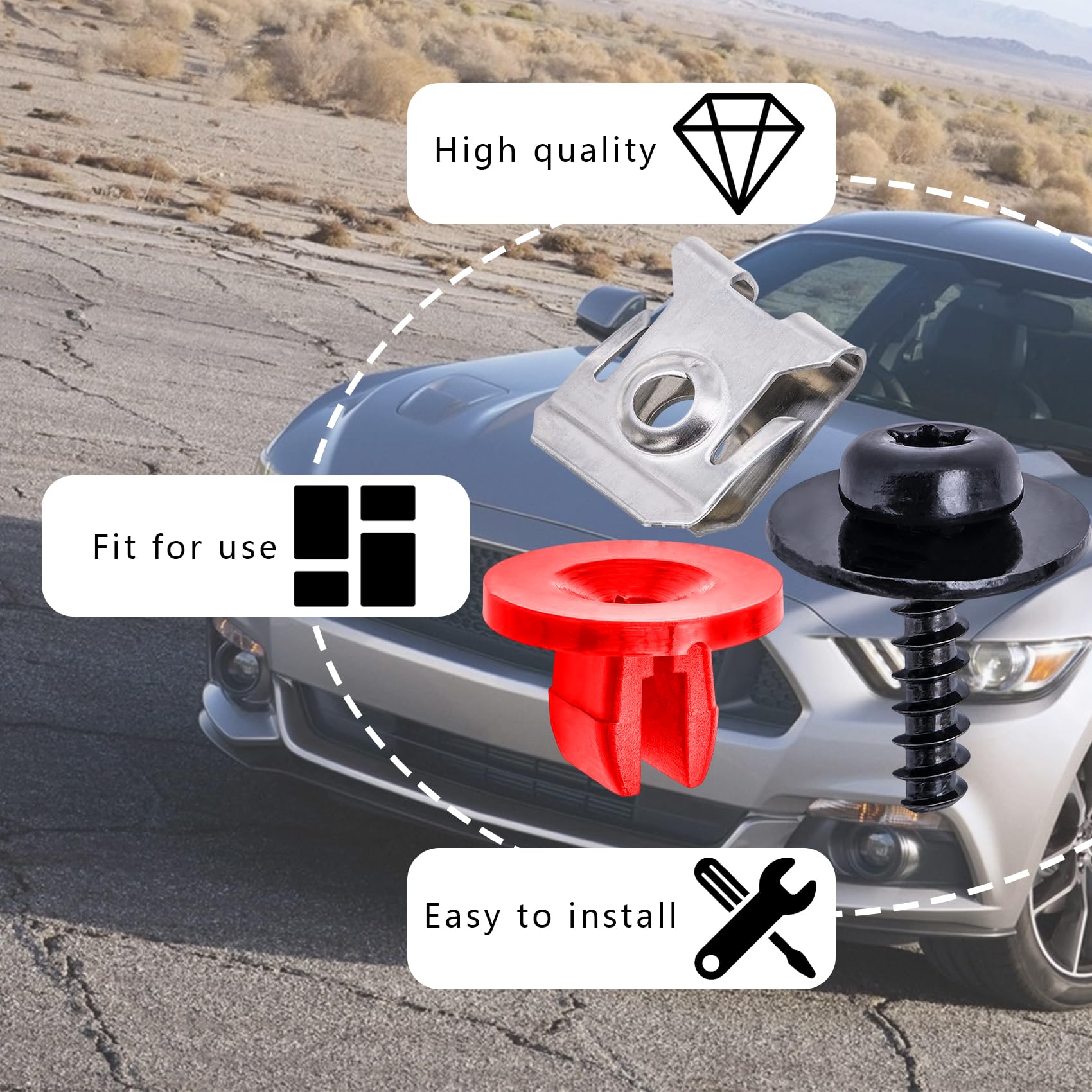 Middrivr 10 Sets Engine Splash Shield Guard Undertray Cover Screws Bolt Nut Clip Kit, Screws Bolt Nut Clip Kit Fit For Ford Focu