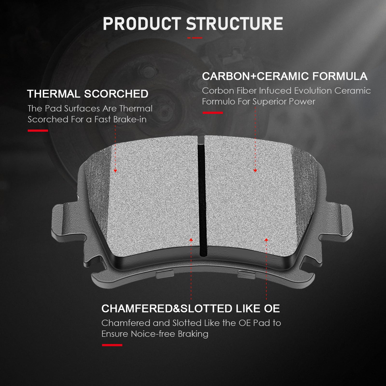 Cciyu D1111 D1108 Ceramic Front Rear Brake Pad Set Fit For Audi A3,A4,A4 Quattro,A6,A6 Quattro,For Vw Cc,For Eos,For Golf,For Gt
