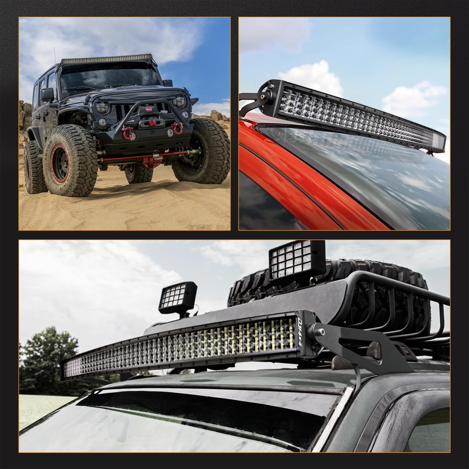 50 Inch Curved Led Light Bar, Niking Auto Quad Row Led Work Light With 12V Wiring Harness Spot Flood Combo Beam Off Road Led Driving Fog Light Roof Light For Trucks Suv Pickup Wrangler Jk Jl 4Wd