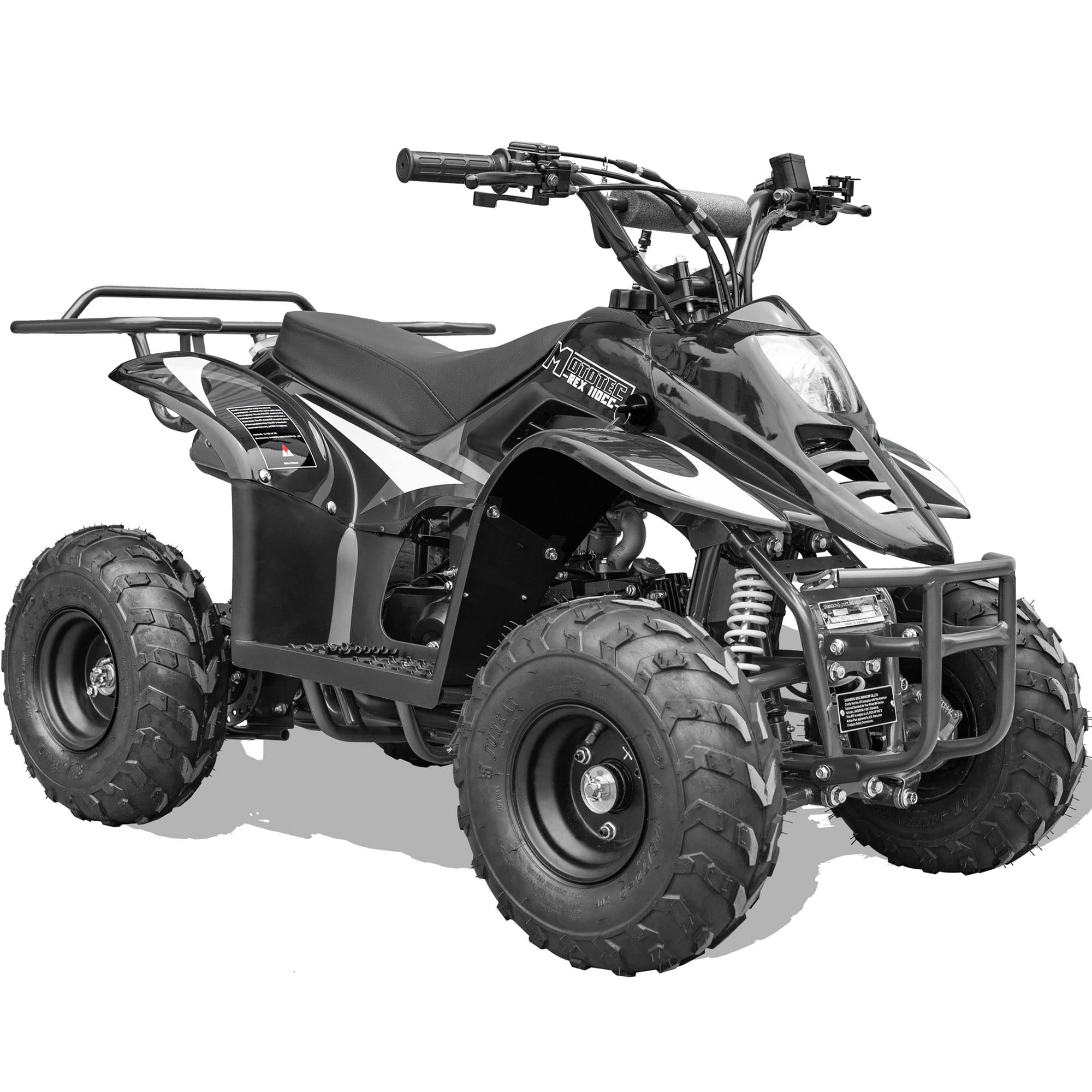 MotoTec Rex 110cc Kids Gas ATV, Alloy Steel, 49x29x32", Black