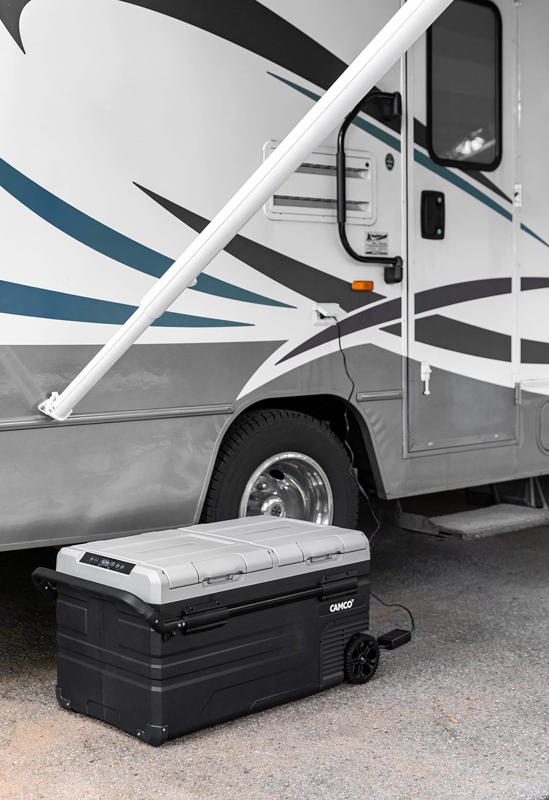 Camco 51522 Cam-950 Portable Refrigerator, Ac 110V/Dc 12V Compact Fridge/Freezer With Dual Zone Cooling, 95-Liter - Keeps Food And Drinks Cold While On-The-Go - Ideal For Road Trips, Rving, Camping