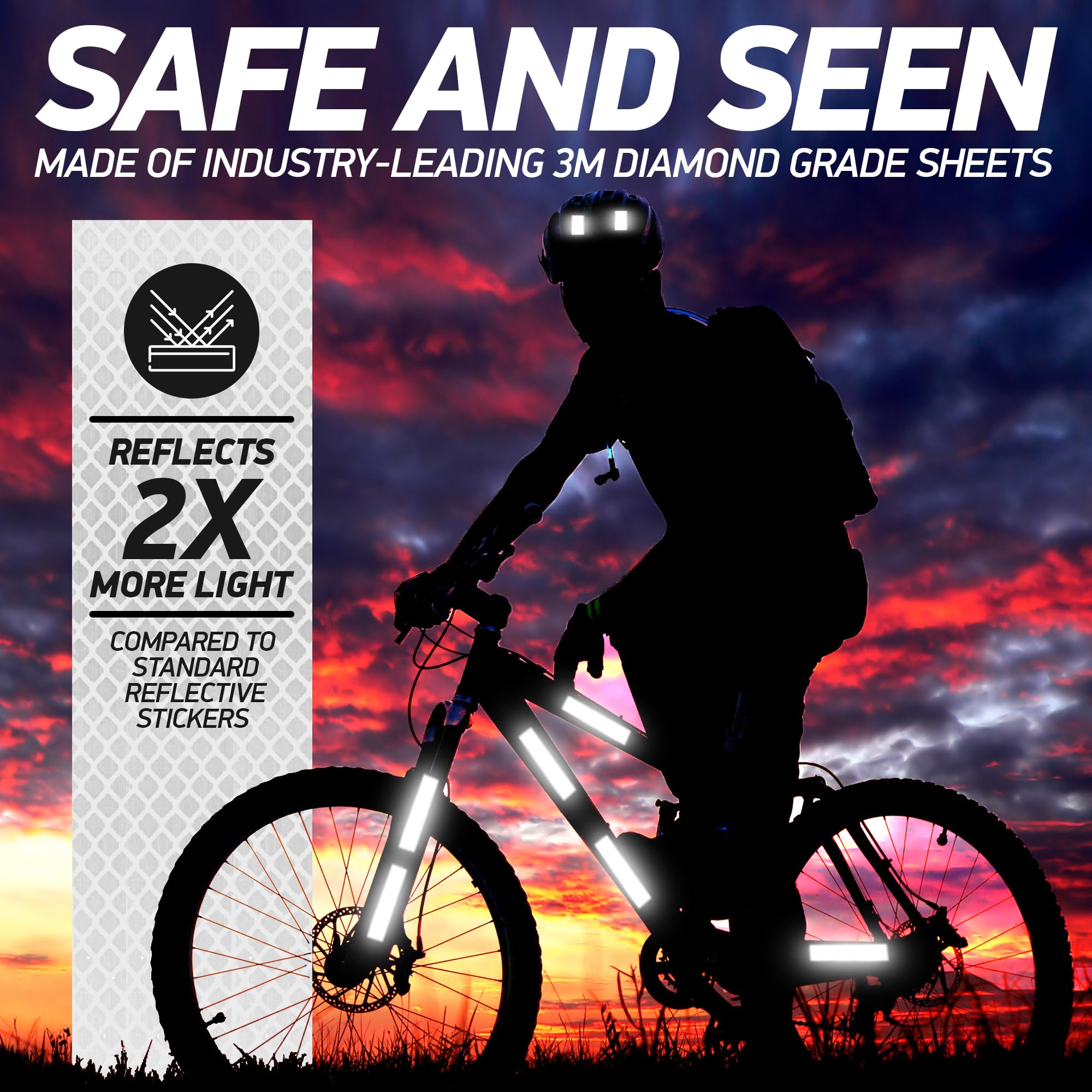 Byllstore High-Visibility Reflective Stickers | 3M Diamond Grade | White | 1.25 X 6'' | 5-Pack | Multipurpose Use For Helmets