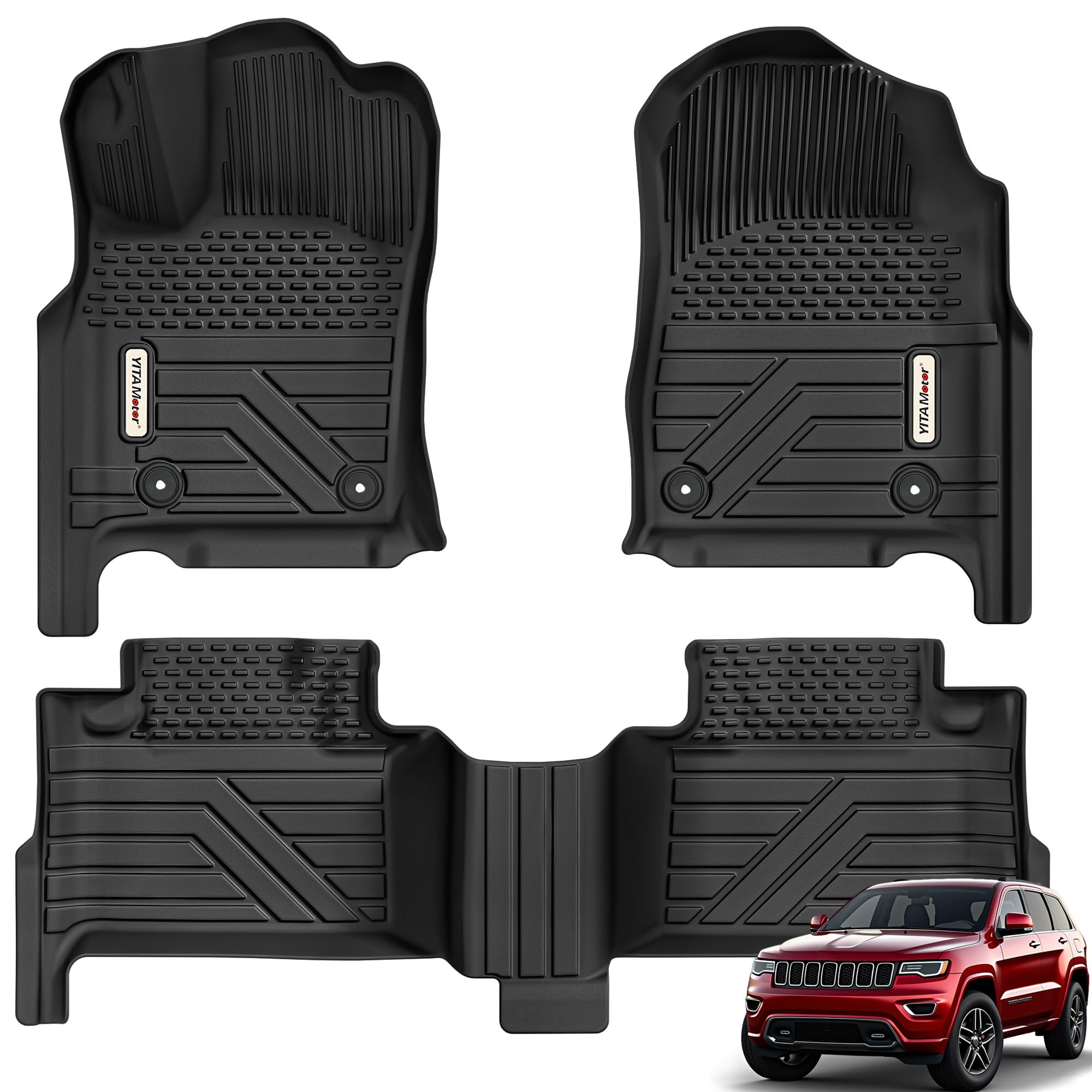 Yitamotor Upgraded Floor Mats Compatible With Jeep Grand Cherokee 2016-2021/ Wk 2022 / Dodge Durango 2016-2024 All Weather Floor