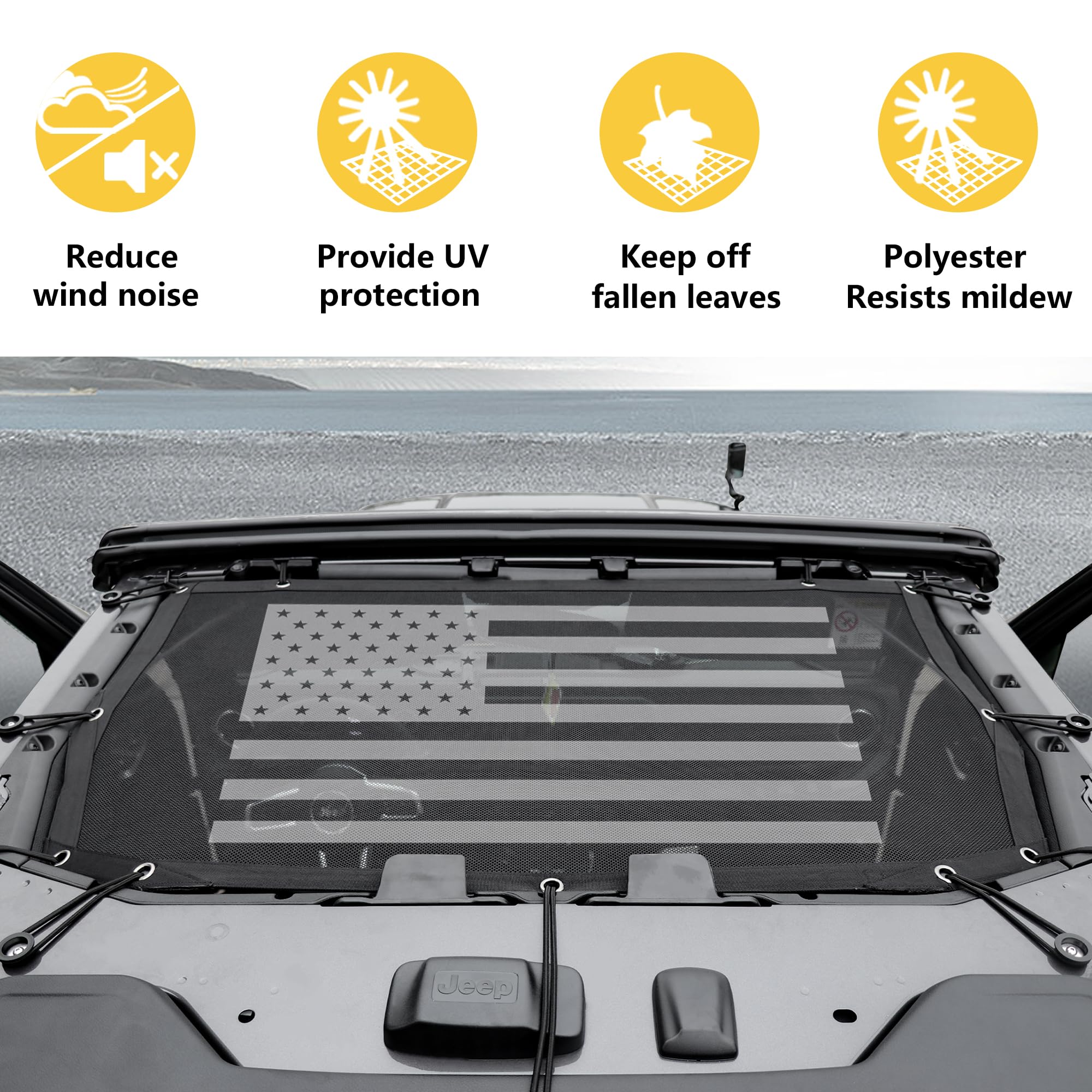sukemichi Sunshade Bikini Top for 2024 2025 Jeep, Mesh Sun Shade Top Cover Bimini Top for 2024 2025 Jeep Wrangler JL 4XE Accesso