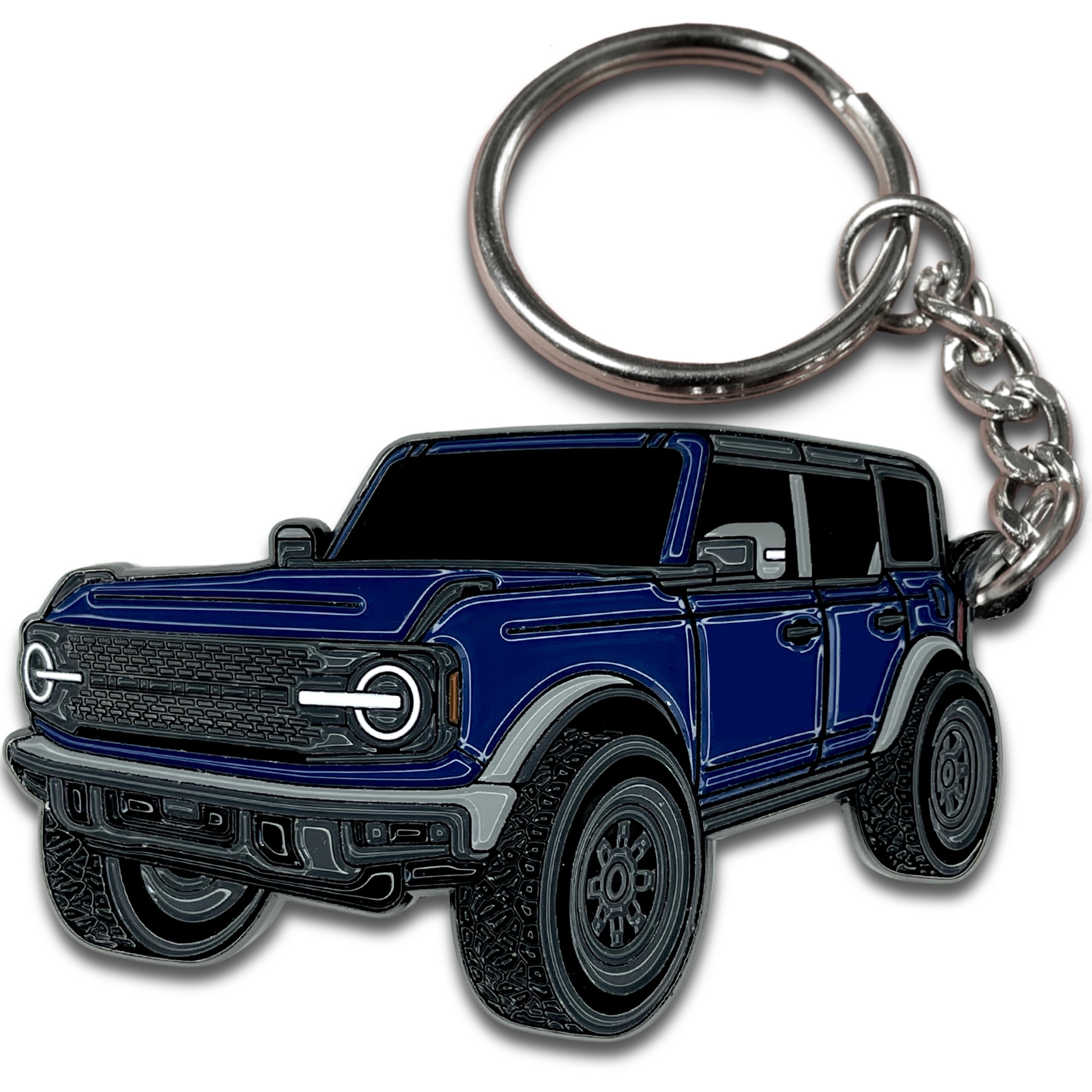Four Wheel Beast Bronco Keychain Accessories 2023 4 Door Key Chain Fob Cover Cool Car Mods (Antimatter Blue)