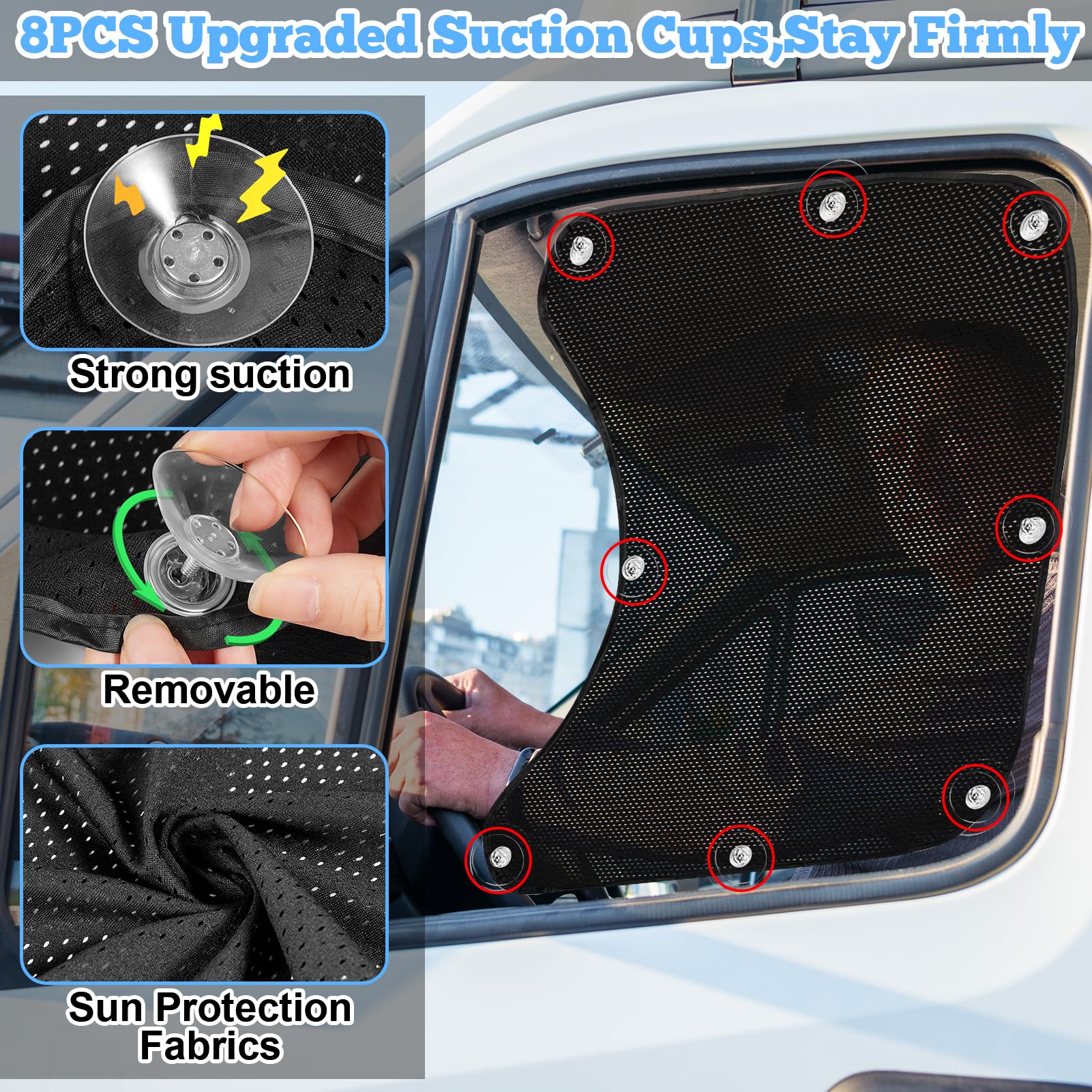 2PCS Side Window Sunshades for Semi-Truck,19.6x20.5inch Car Side Window Shade RV Semi Truck Accessories