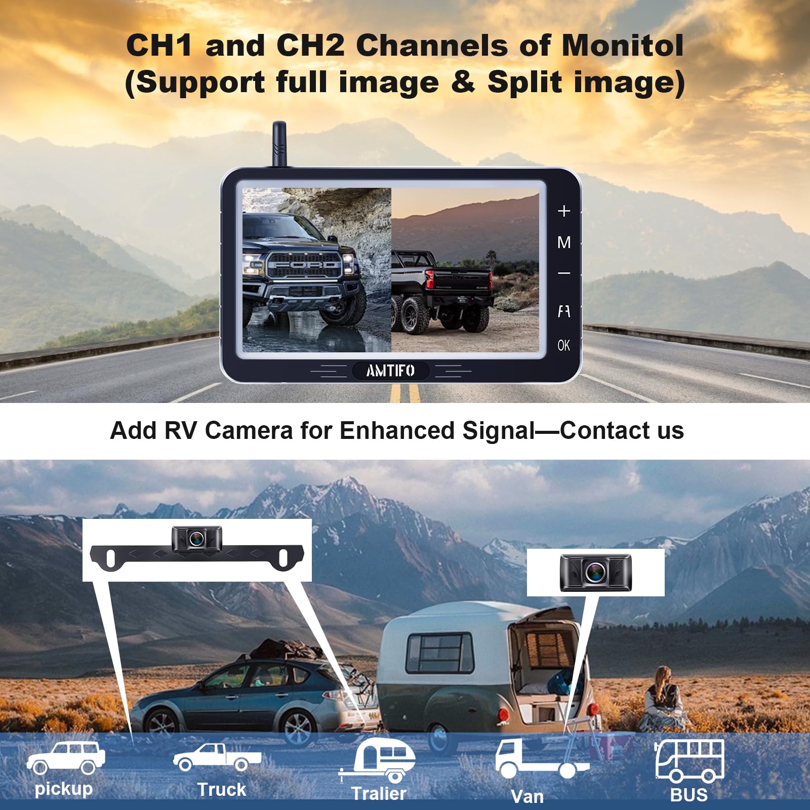 Wireless Backup Camera 5-Inch For Truck: Easy To Install Back Up Camera - Hd 1080P Rear View Camera For Trucks Suvs