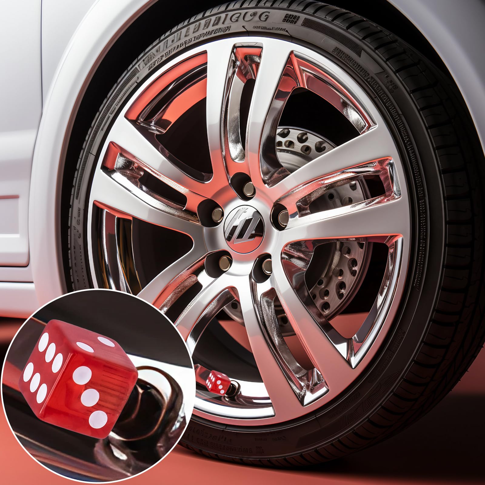 Meajoo 8Pcs Dice Shape Tire Valve Stem Caps, Universal Copper Core Dustproof Tire Valve Stem Covers For Cars, Suv, Trucks, Bikes