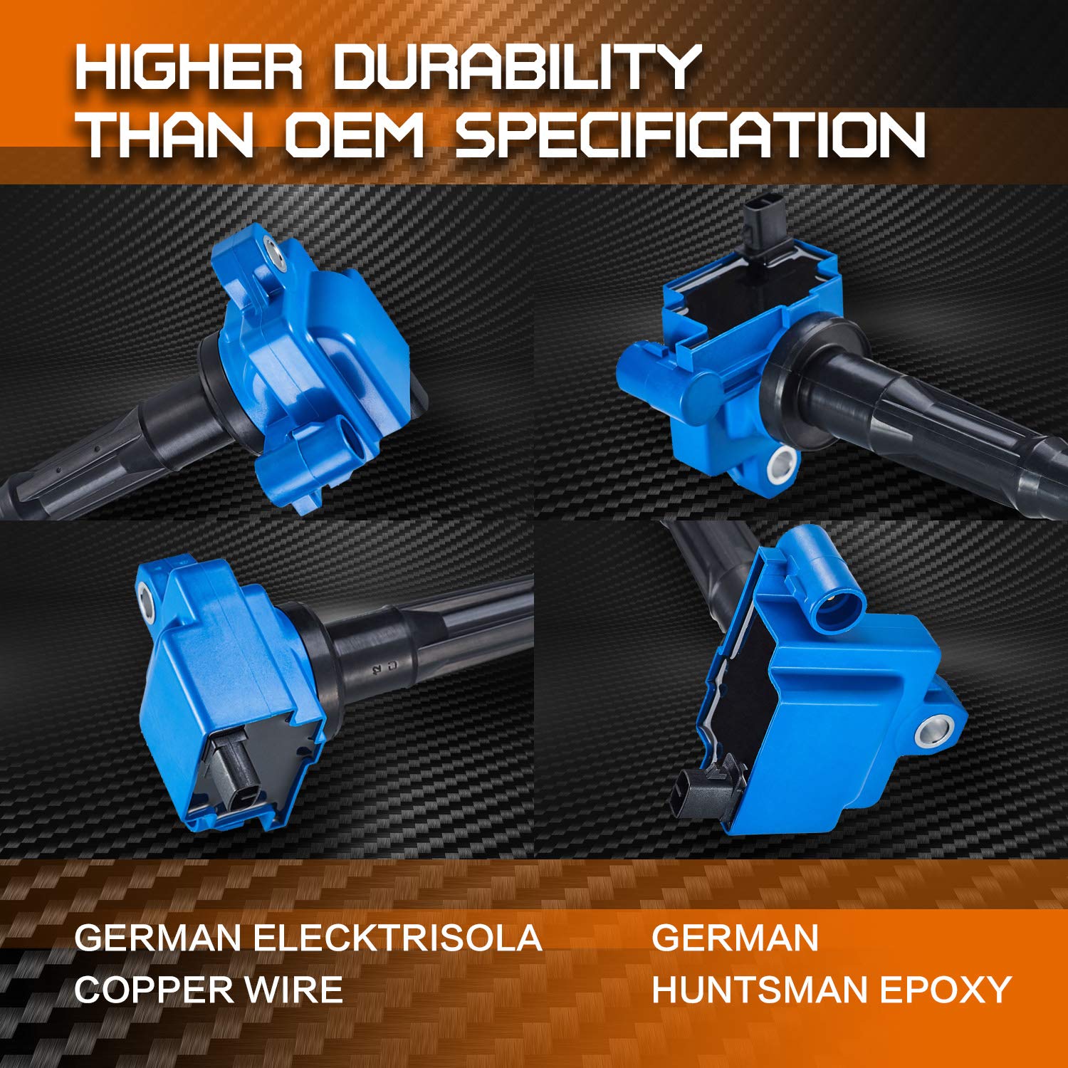 Ena Set Of 3 Blue Ignition Coil Pack 3.4 Compatible With Toyota 1996-2002 4Runner, 1995-1998 T100, 1995-2004 Tacoma, 2000-2004 T