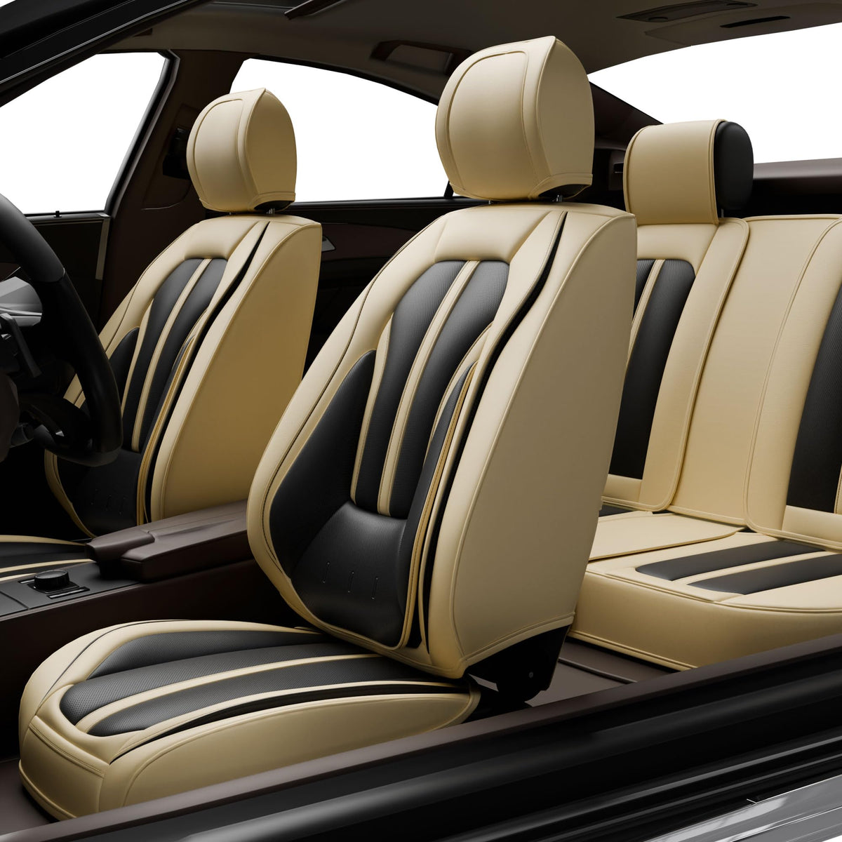 ASLONG 5PCS H7 Front and Back Car Seat Covers Auto Interior Accessories with Water Proof Nappa Leather for Cars SUV Pick-up Truc