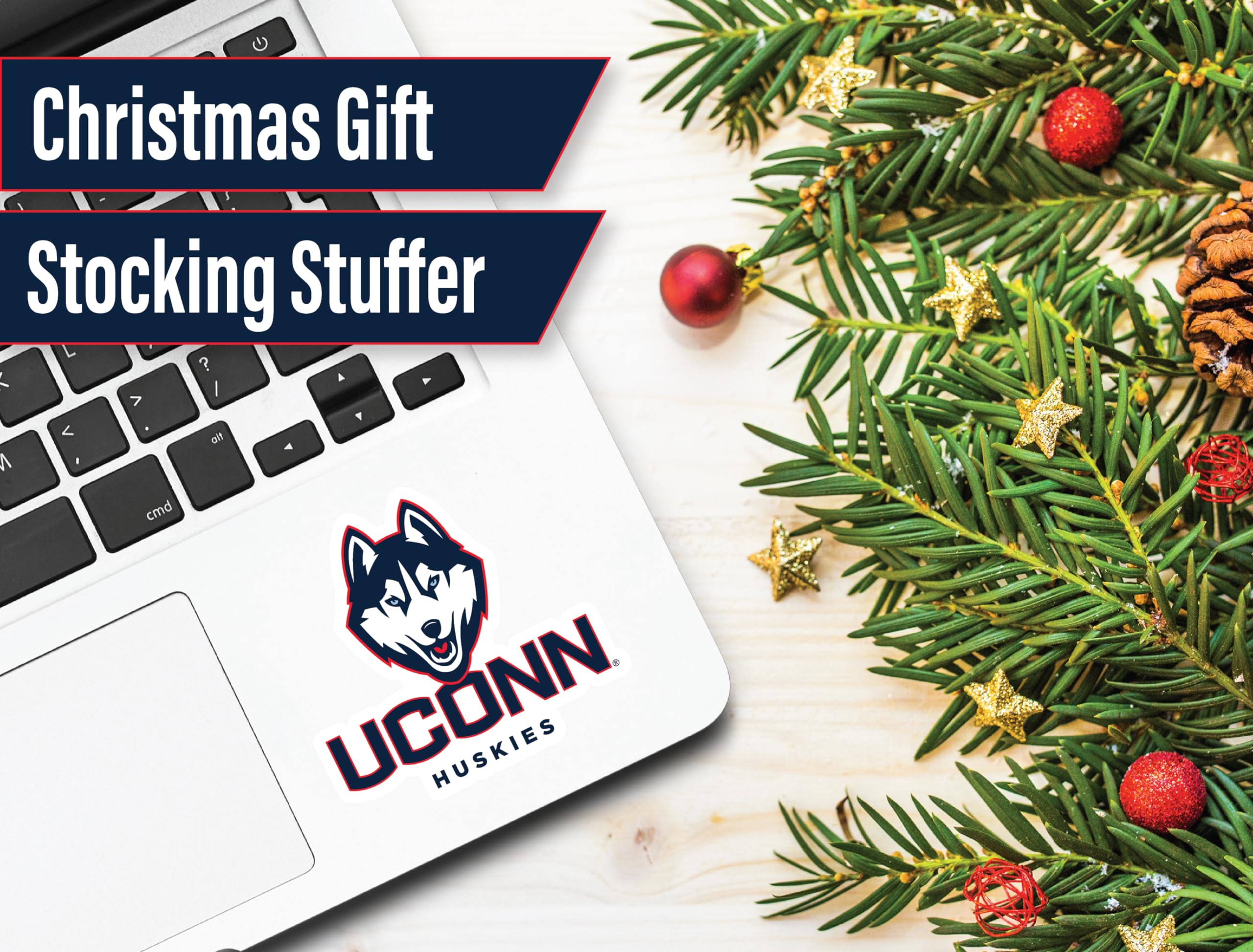 Uconn Stickers (14 Piece) Uconn Huskies Gifts For Men Football Fans For Car Laptop Water Bottle + 2 Large Uconn Huskies Car Deca