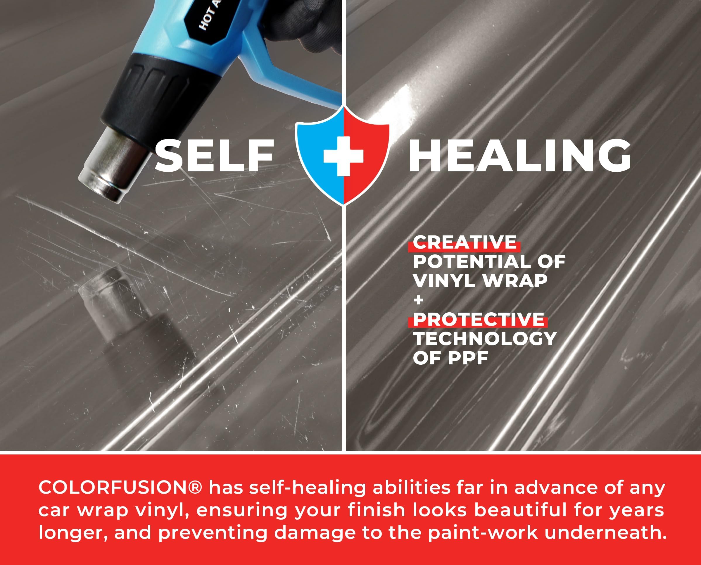 Colorfusion Ppf By Vvivid, Gloss Nardo Grey Dry Apply Ppf Vinyl Car Wrap Roll 1Ft X 5Ft