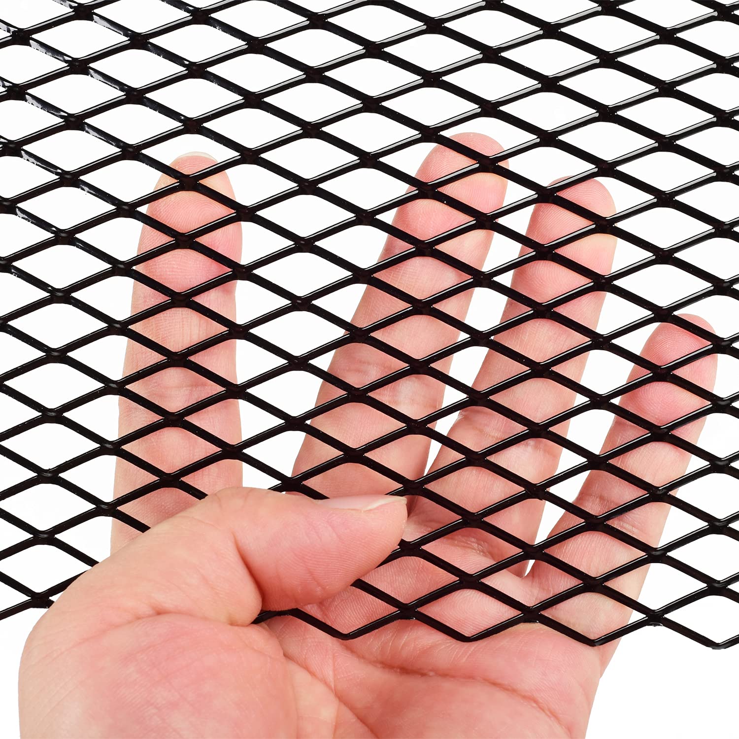 Aggauto Universal 40''X13'' Car Grill Mesh - 100X33Cm Aluminum Alloy Automotive Grille Insert Bumper 8X16Mm Rhombic Hole, One Of