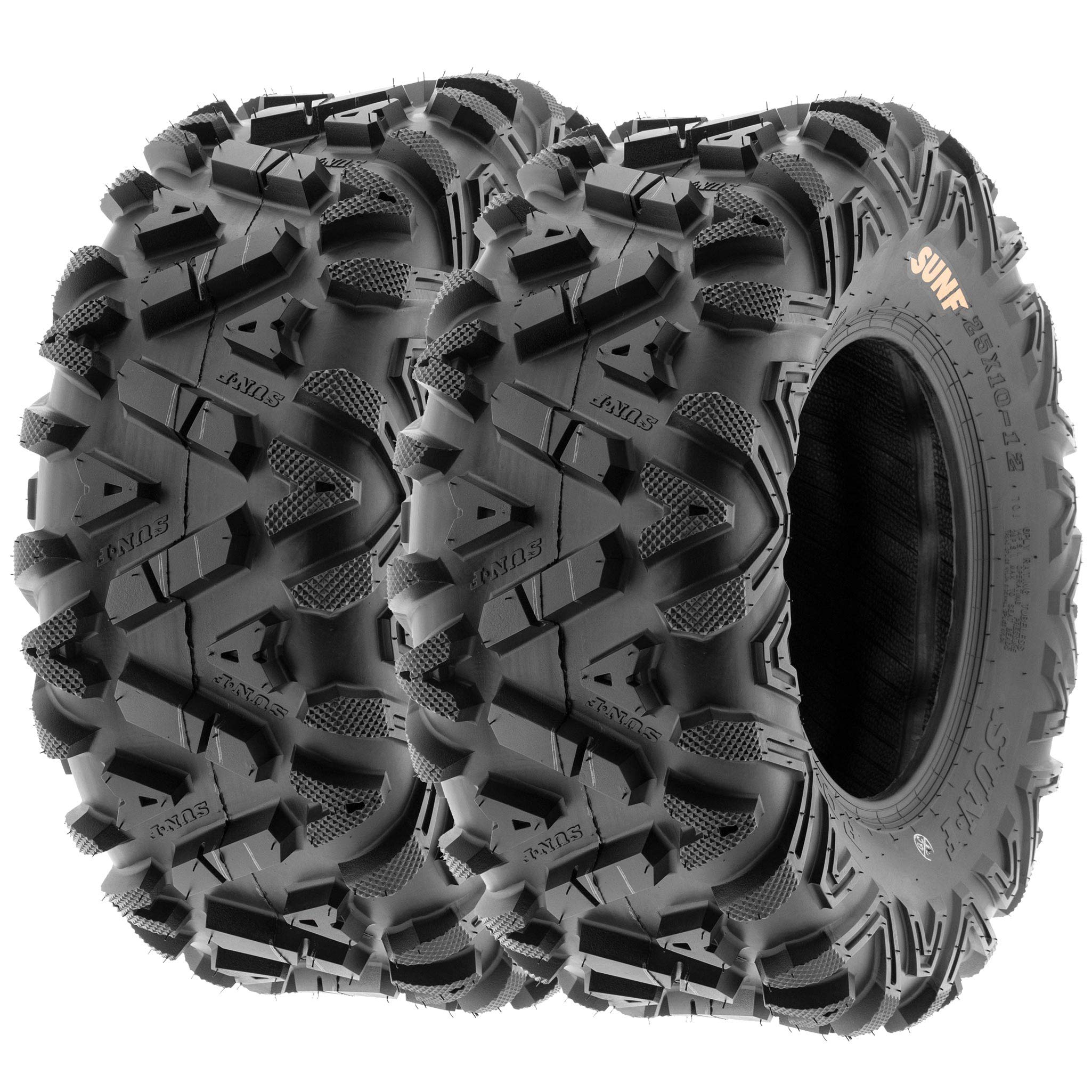 Set Of 4 Sunf Power.I At 24X8-11 Front & 24X10-11 Rear Atv Utv All-Terrain Tires, 6 Pr, Tubeless A033