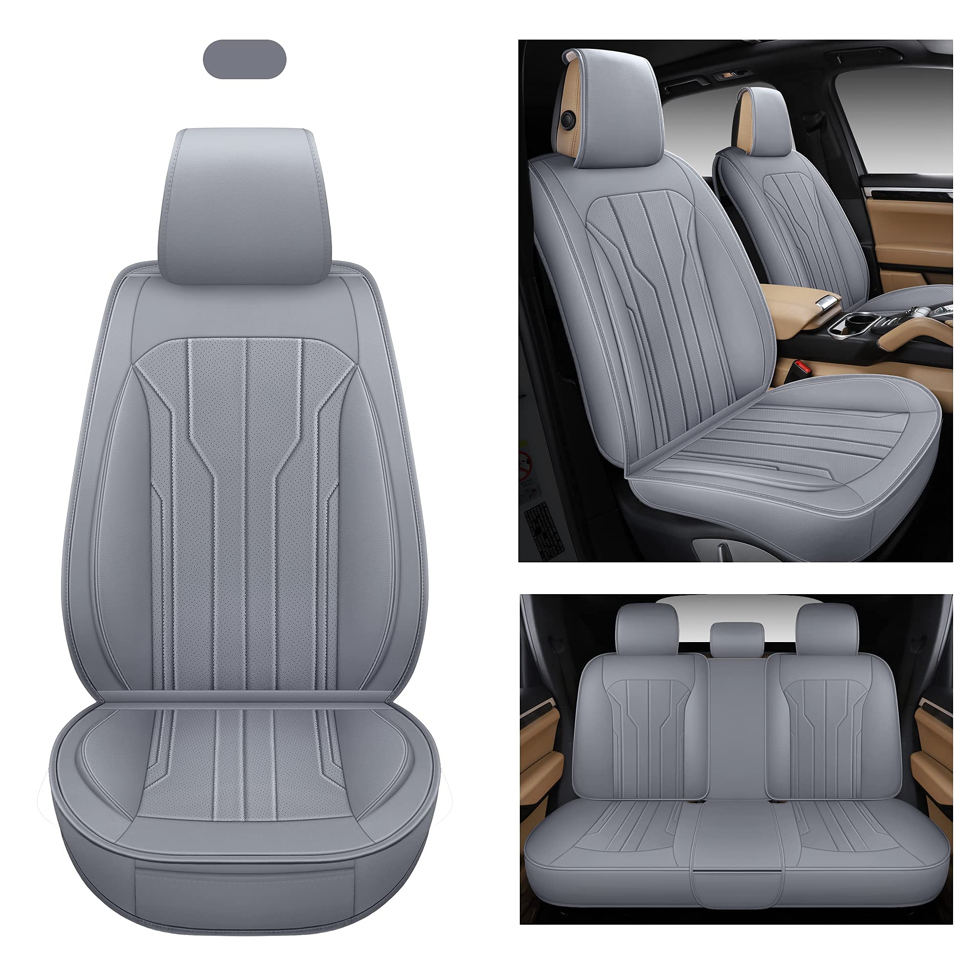 Aoog Leather Car Seat Covers, Leatherette Automotive Seat Covers For Cars Suv Pick-Up Truck, Non-Slip Vehicle Car Seat Covers Un