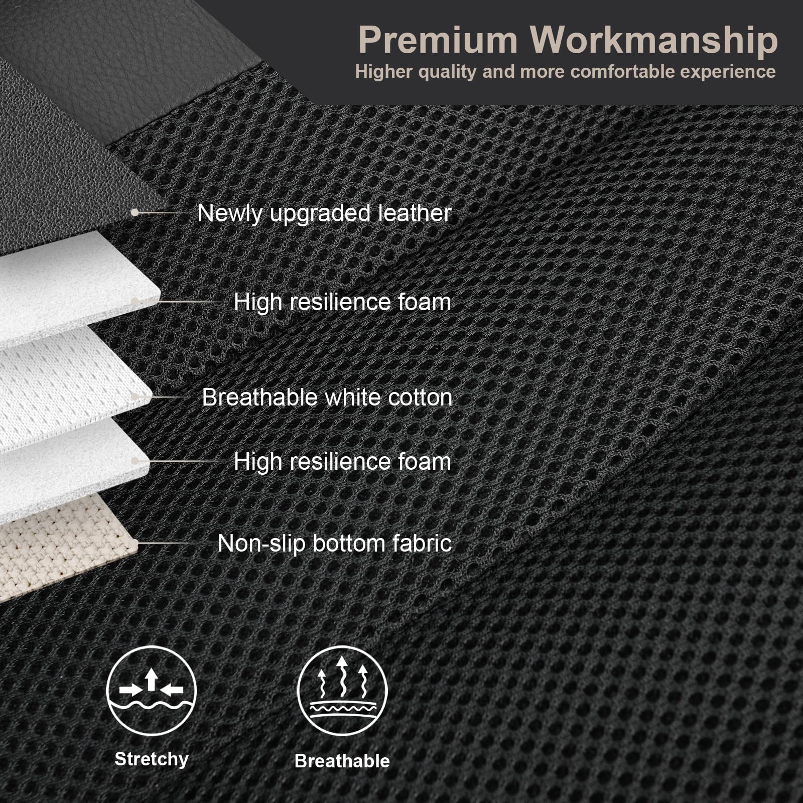 Giant Panda Front 3D Air Mesh Car Seat Covers, Custom Fit For Ford Escape Explorer Edge Mustang Bronco Sport, 2-Pack Breathable