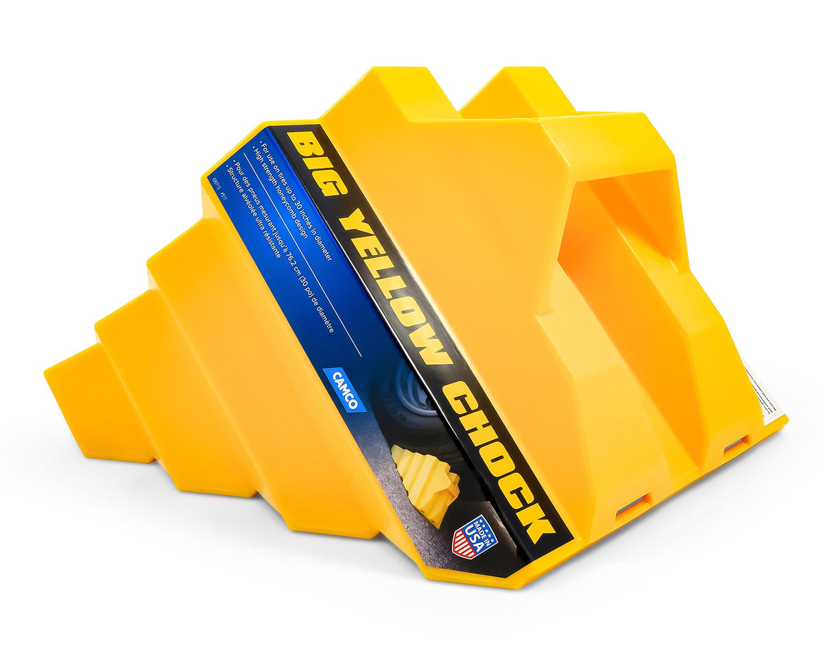 Camco Heavy Duty Big Yellow Chock - Helps Keep Your Trailer In Place So You Can Re-Hitch, Honeycomb Design For Extra Strength An