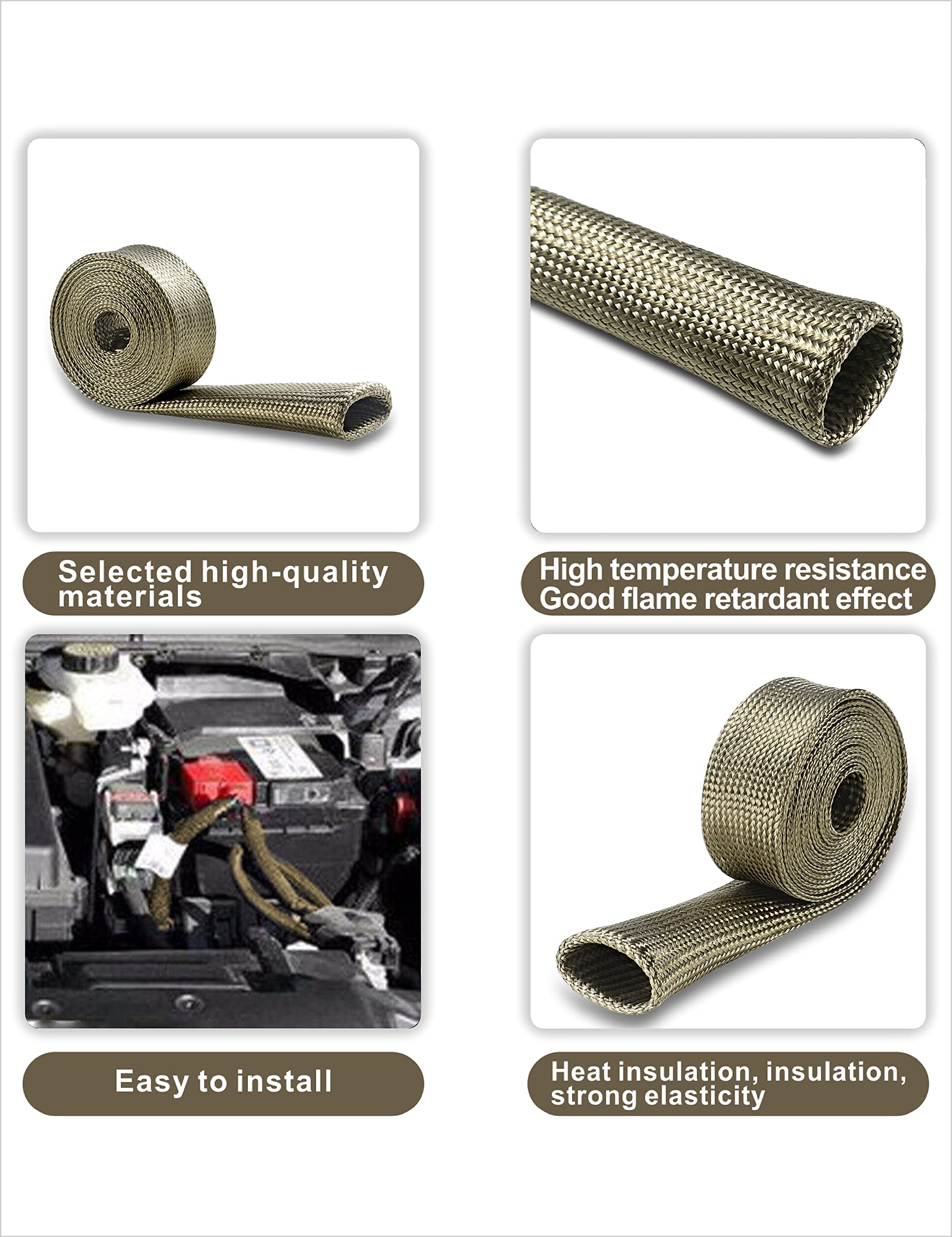 Wire Heat Shield Automotive Heat Shield Sleeve Fuel Line Heat Shield Titanium Auto Hose Spark Plug Wire Cover Protectors Boots R