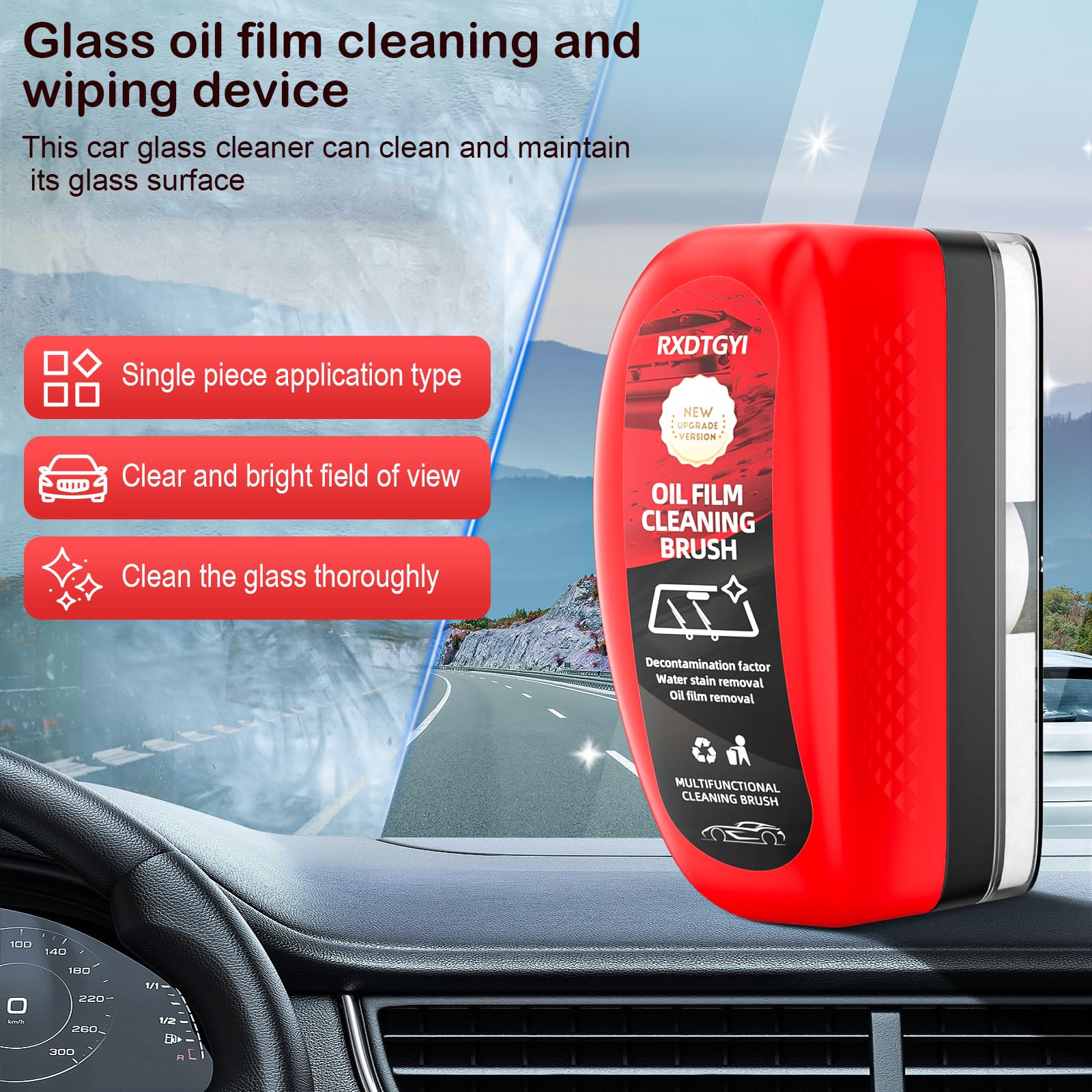 RXDTGYI Automotive Oil Film Cleaning Brush, Car Glass Oil Film Cleaner, Car Windshield Oil Film Cleaner, Prevents Rain And Fog C