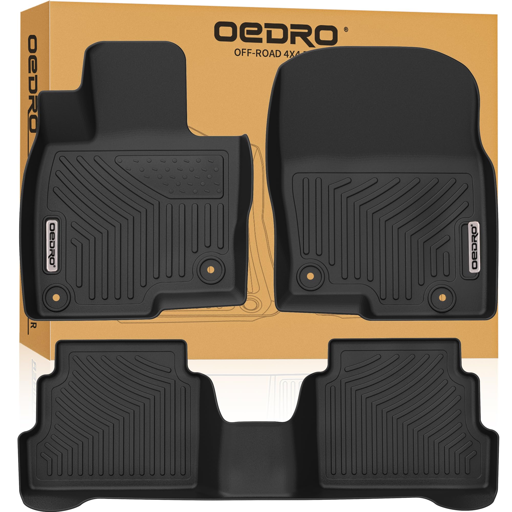 Oedro All-Weather Floor Mats Fit For 2017-2025 Mazda Cx-5, Unique Black Tpe Mazda Cx-5 Floor Liners, 1St And 2Nd Row: Front, Rea