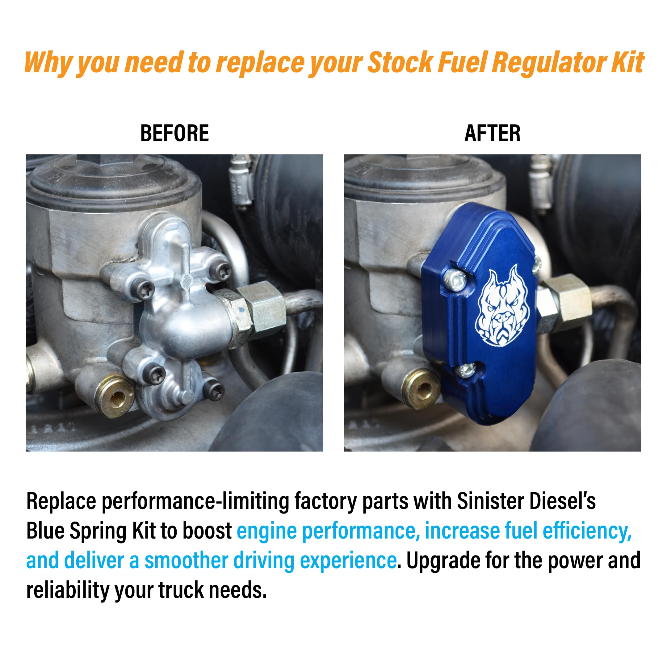 Sinister Diesel Blue Spring Kit With Billet Spring Housing - Fuel Regulator Kit - 2003-2007 Ford Blue Spring Kit 6.0 Powerstroke