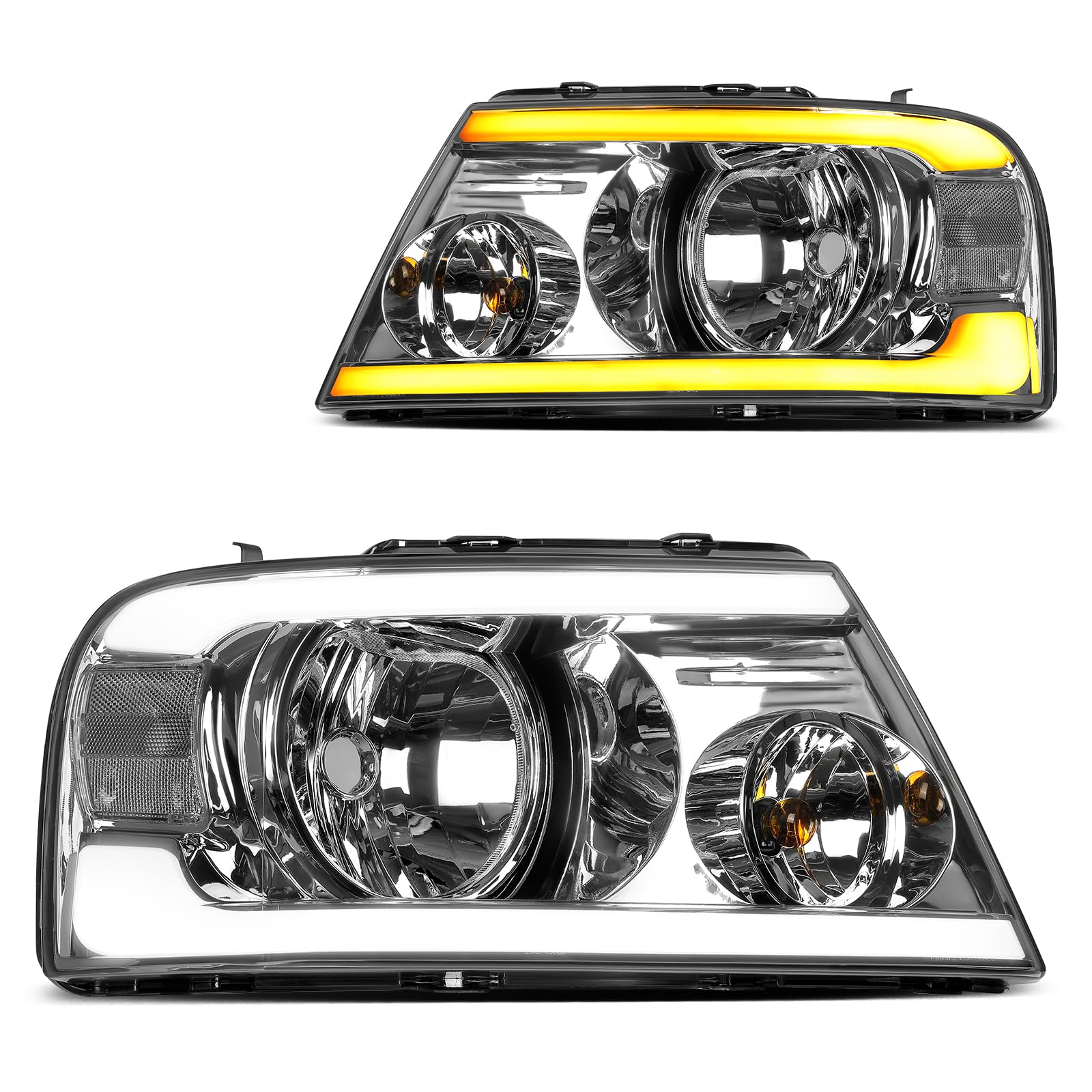 Dwvo Headlights Assembly Compatible With 2004 2005 2006 2007 2008 Ford F-150 Headlamp With Led Drl Replacement Pair Driver And P