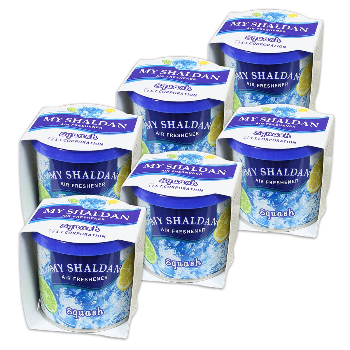 Pack Of 6 My Shaldan Japanese Car Cup-Holder Natural Air Freshener Cans (Squash Scented)