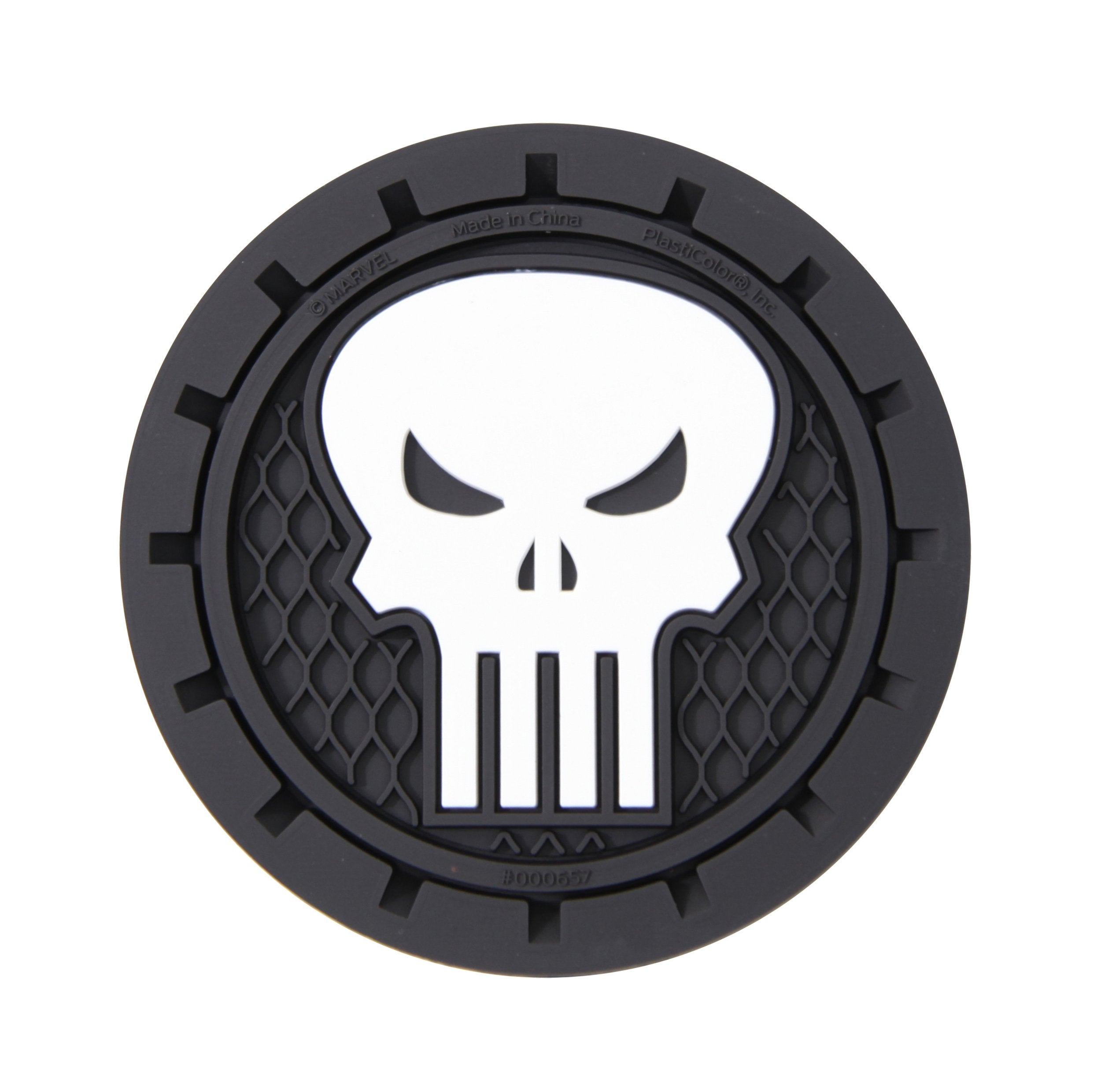 Plasticolor 000657R01 Marvel Punisher Auto Car Truck Suv Cup Holder Coaster 2-Pack , Black