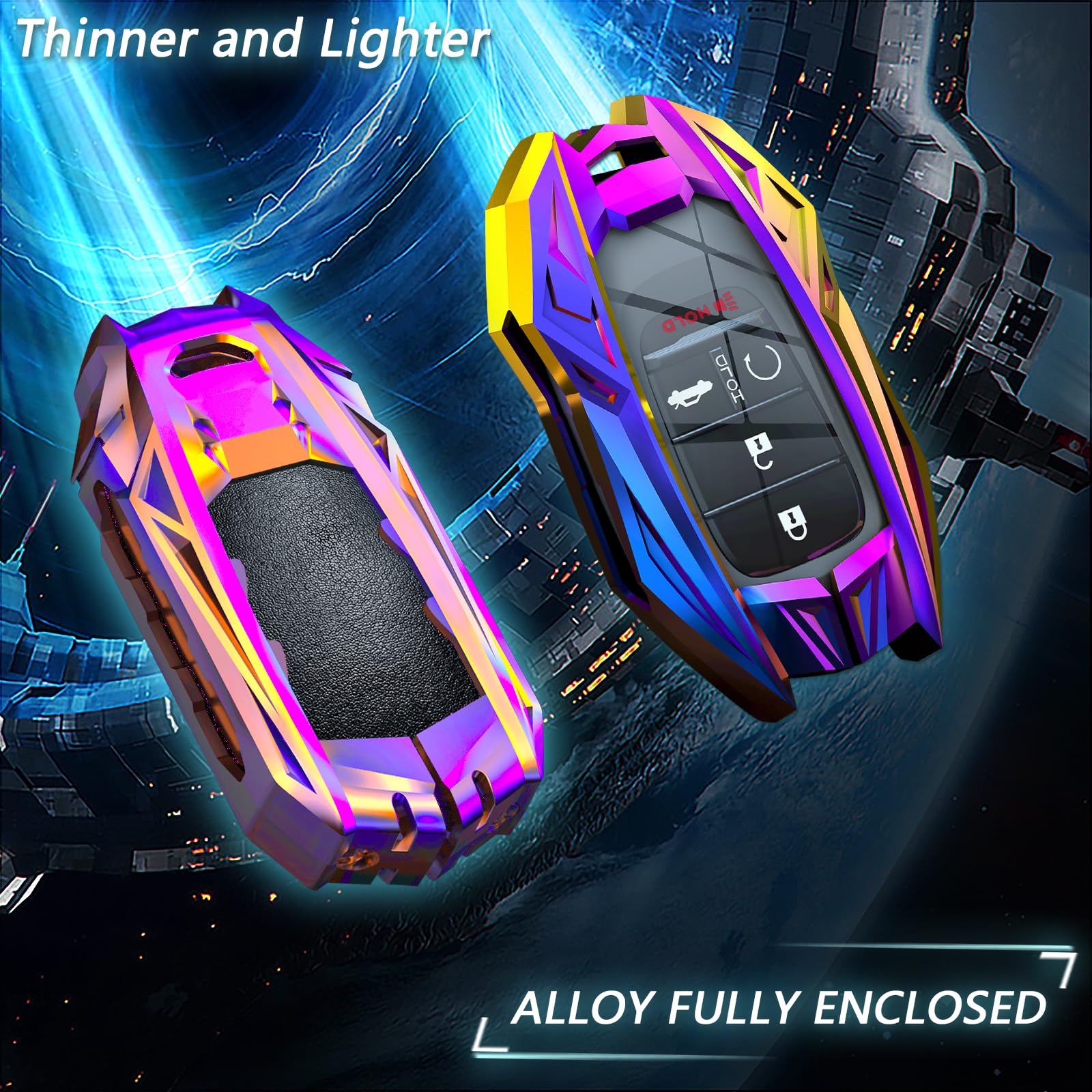 Ocezbiis for Honda Key Fob Cover,Keychain,Zinc Alloy Protection Car Key Shell Case Compatible with Honda Smart Remote Keyless En