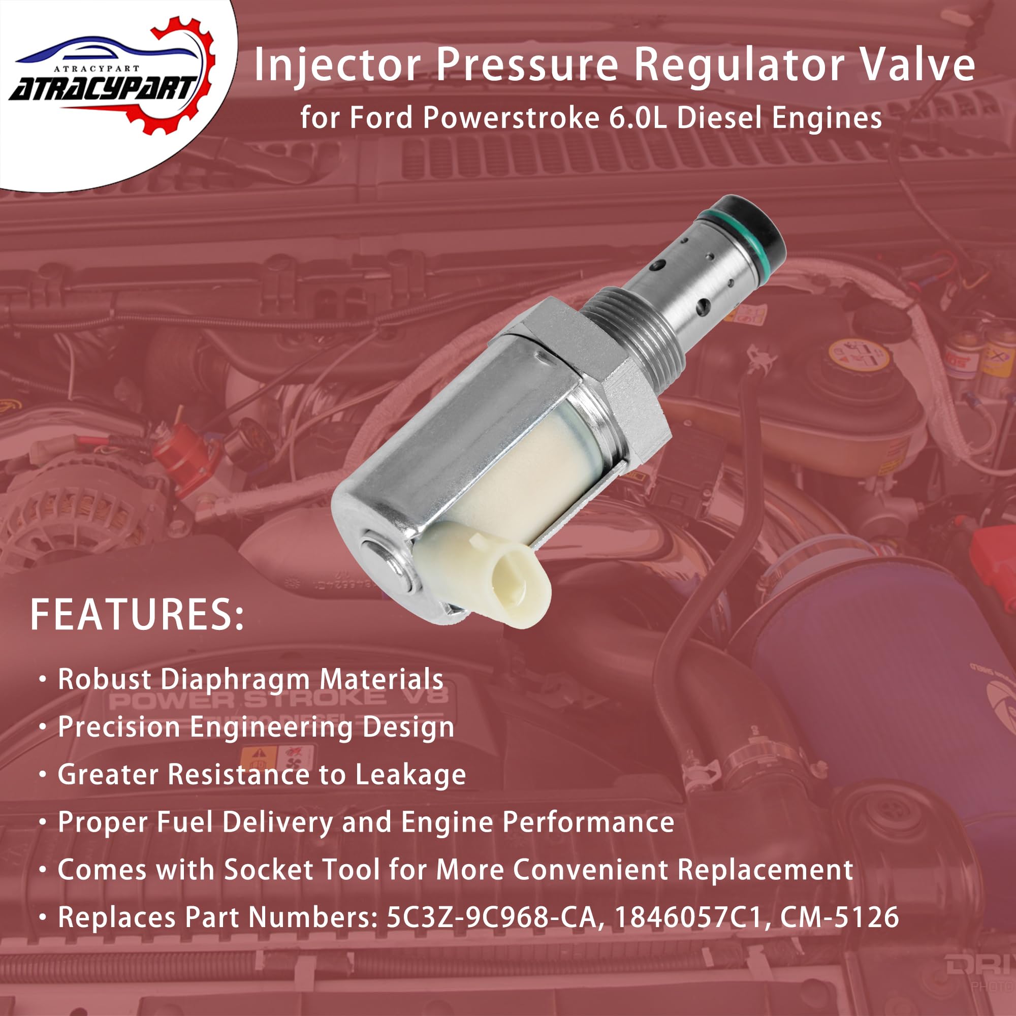 6.0 IPR Valve with Socket Tool Compatible With 2004-2010 Ford E350 E450 2003-2010 F250 F350 F450 F550 Super Duty & Excursion - R